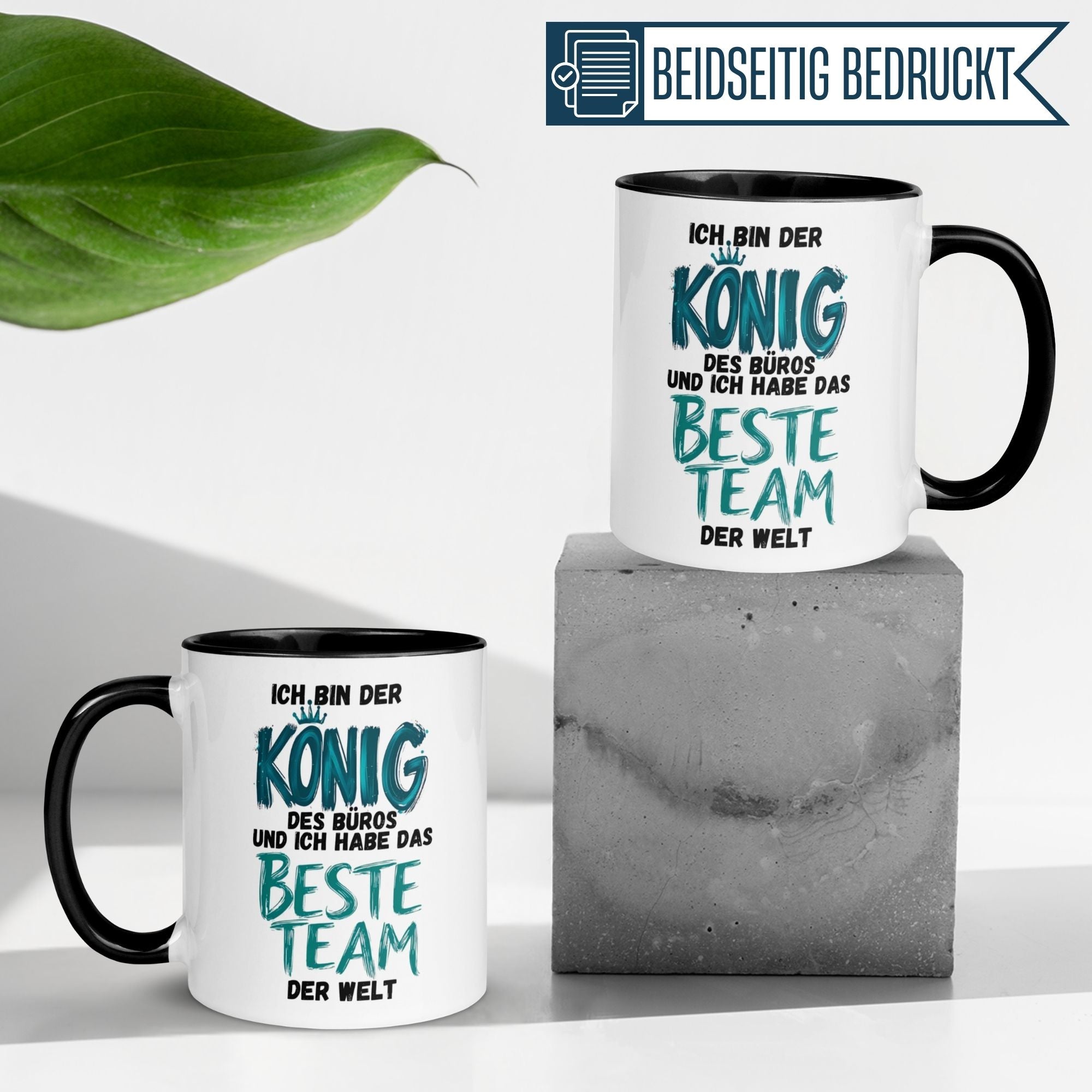 Momentals Tasse Chef mit dem Spruch "König des Büros" und stilisierter Krone, humorvolles Geschenk für Chefs