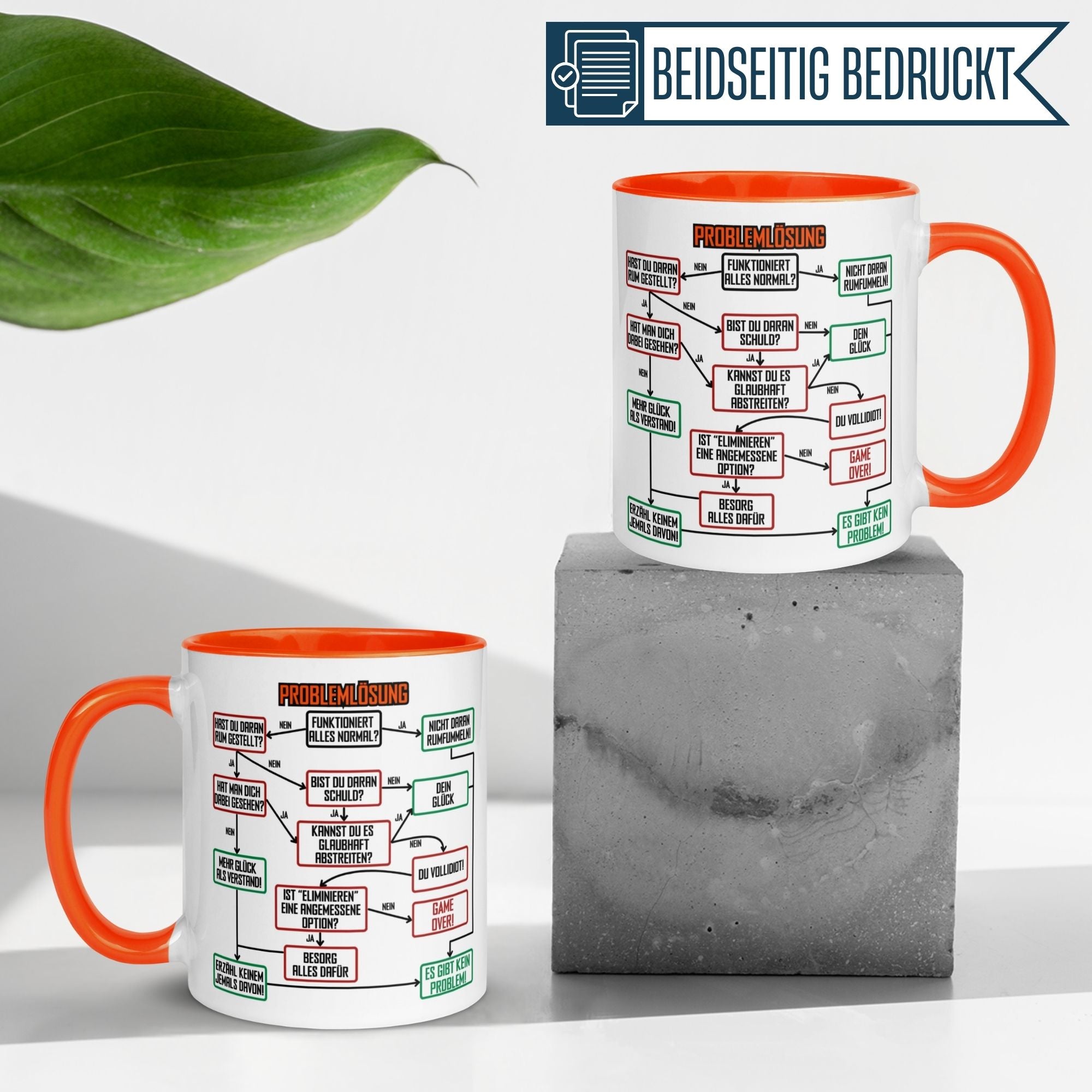 Tasse Kollegen | Lösungsweg & Flowchart | Problemlösung im Büro - Orange