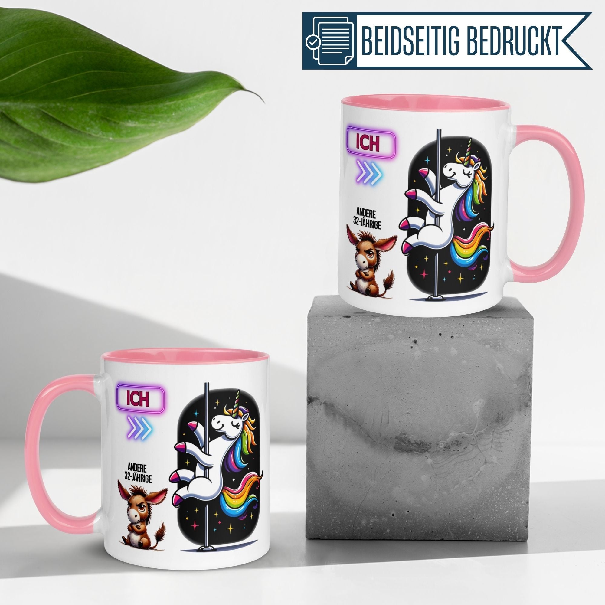Momentals® Geburtstagstasse mit Einhorn-Motiv für Frauen, beidseitig bedruckt, perfekte Überraschung zum 32. Geburtstag.
