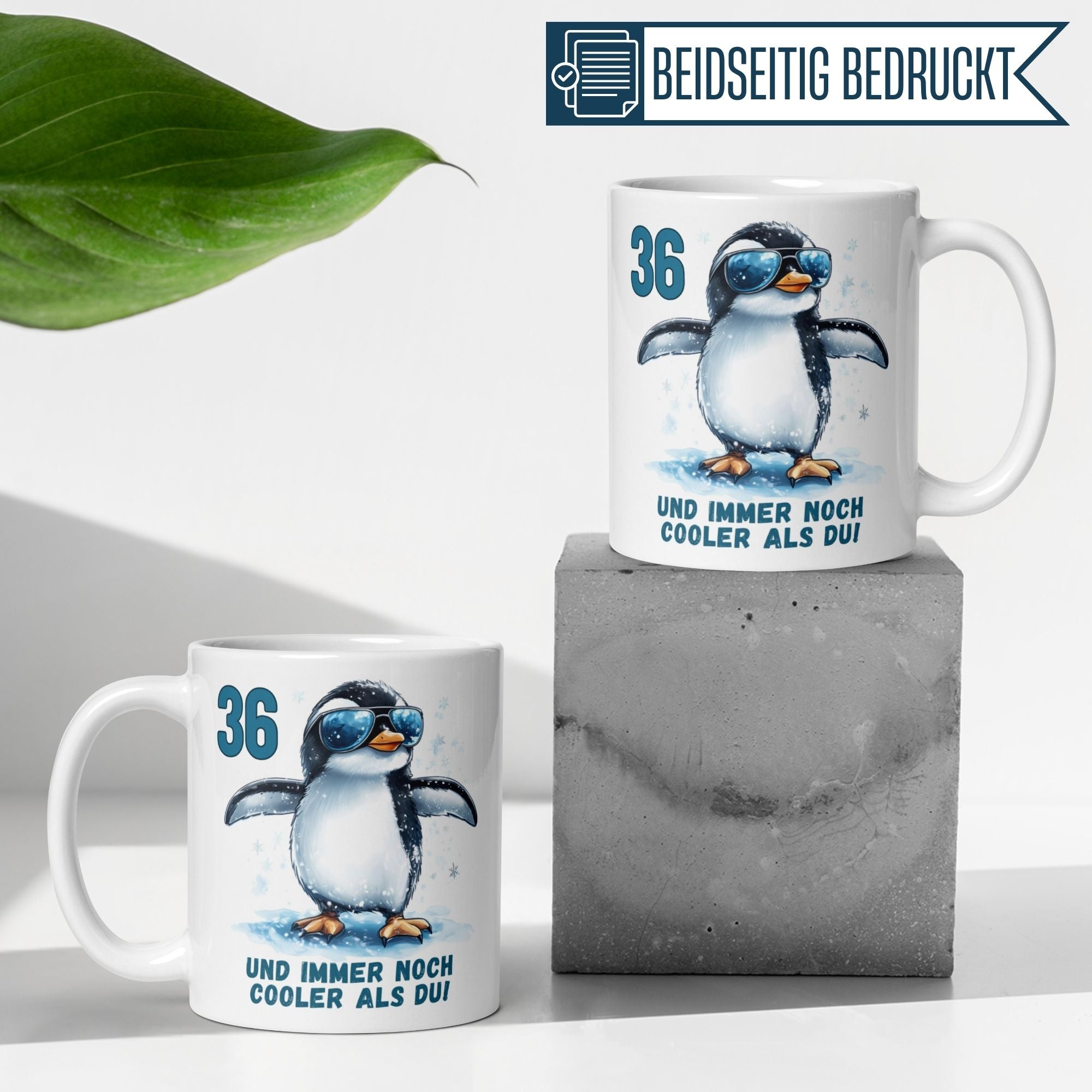Momentals® Tasse 36. Geburtstag | Pinguin & Spruch | 36 und immer noch cooler als du • Momentals