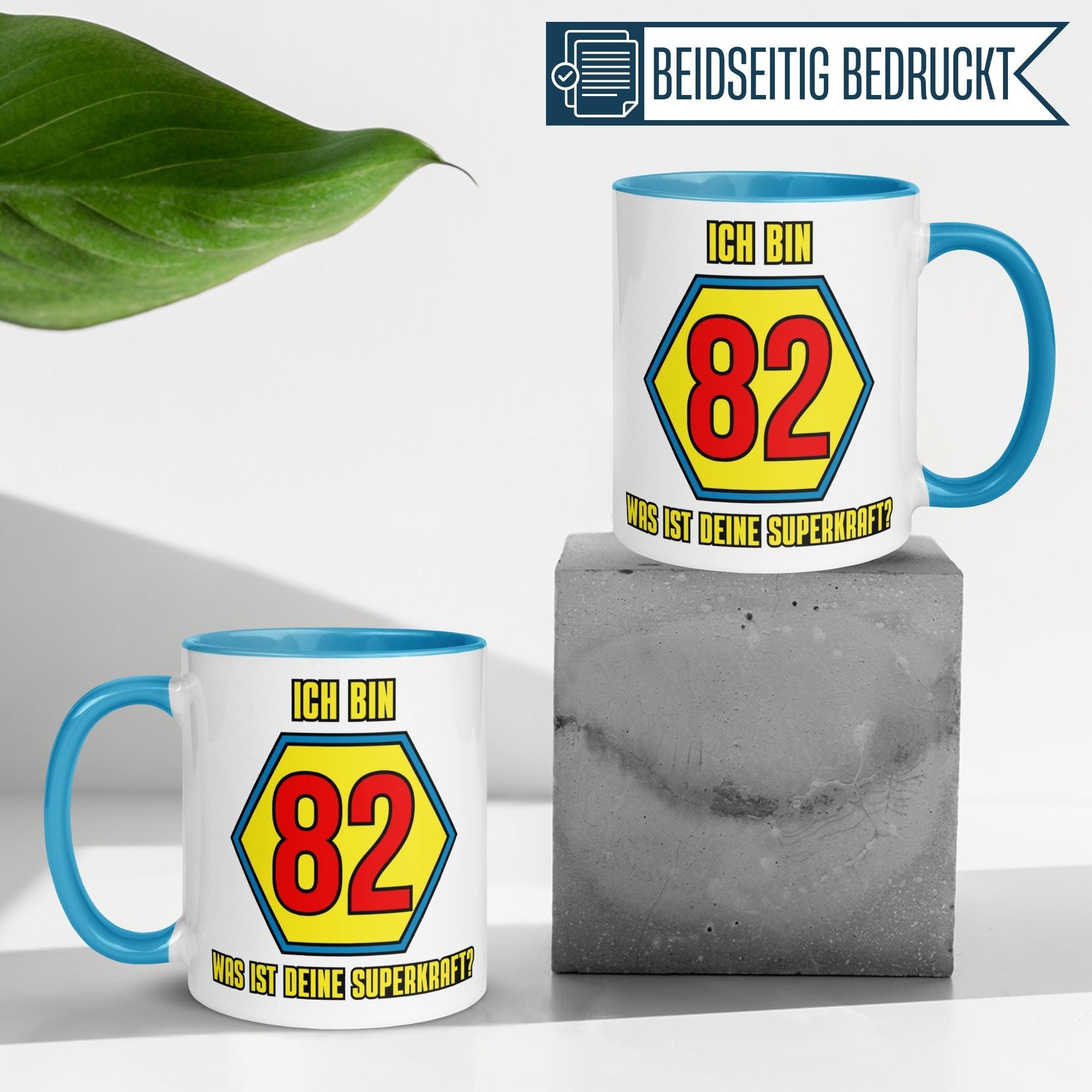 Momentals® Tasse 82. Geburtstag | Superheld & Spruch | Ich bin 82 und was ist deine Superkraft