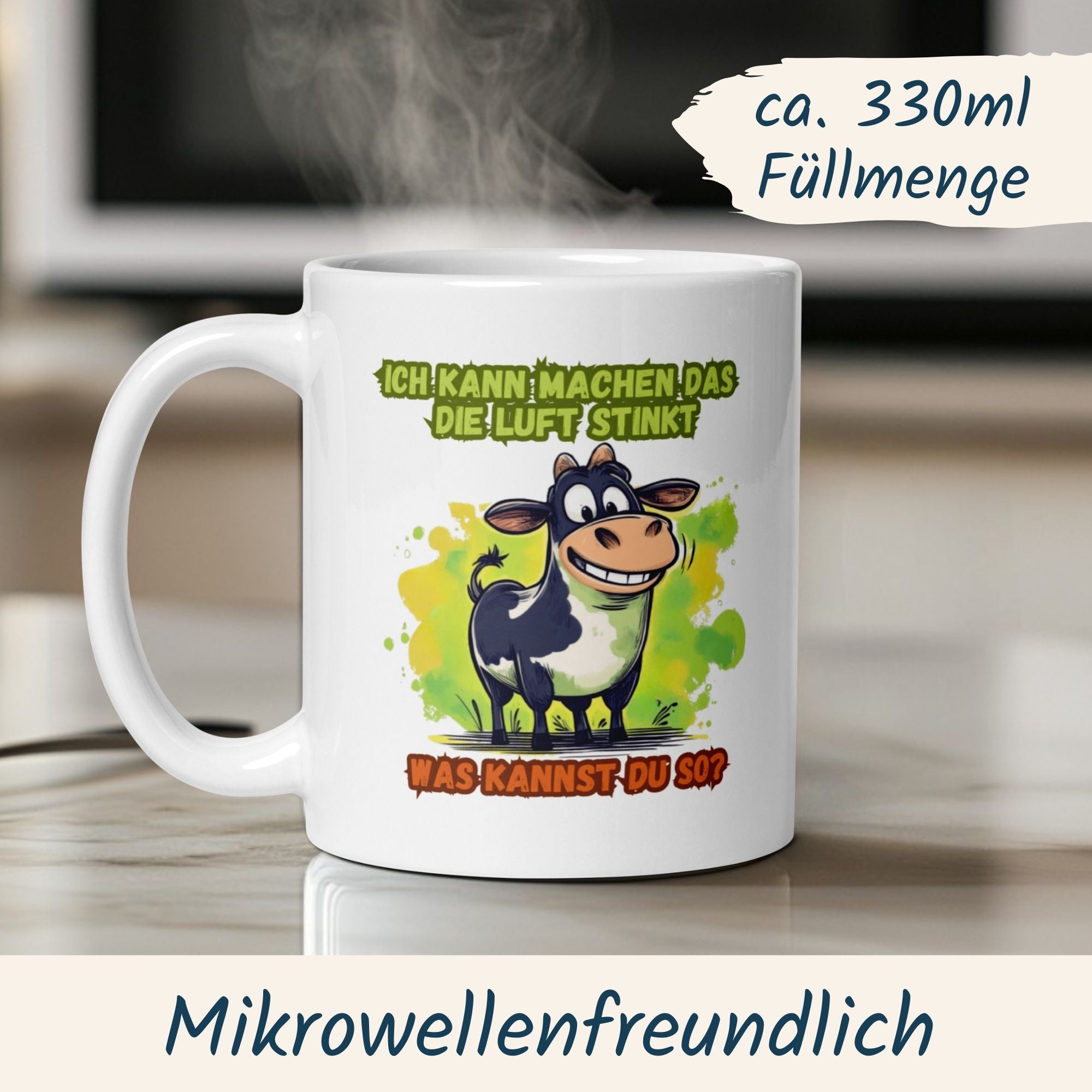 Momentals® Tasse | Kuh & Spruch | Ich kann machen dass die Luft stinkt - was kannst du so • Momentals