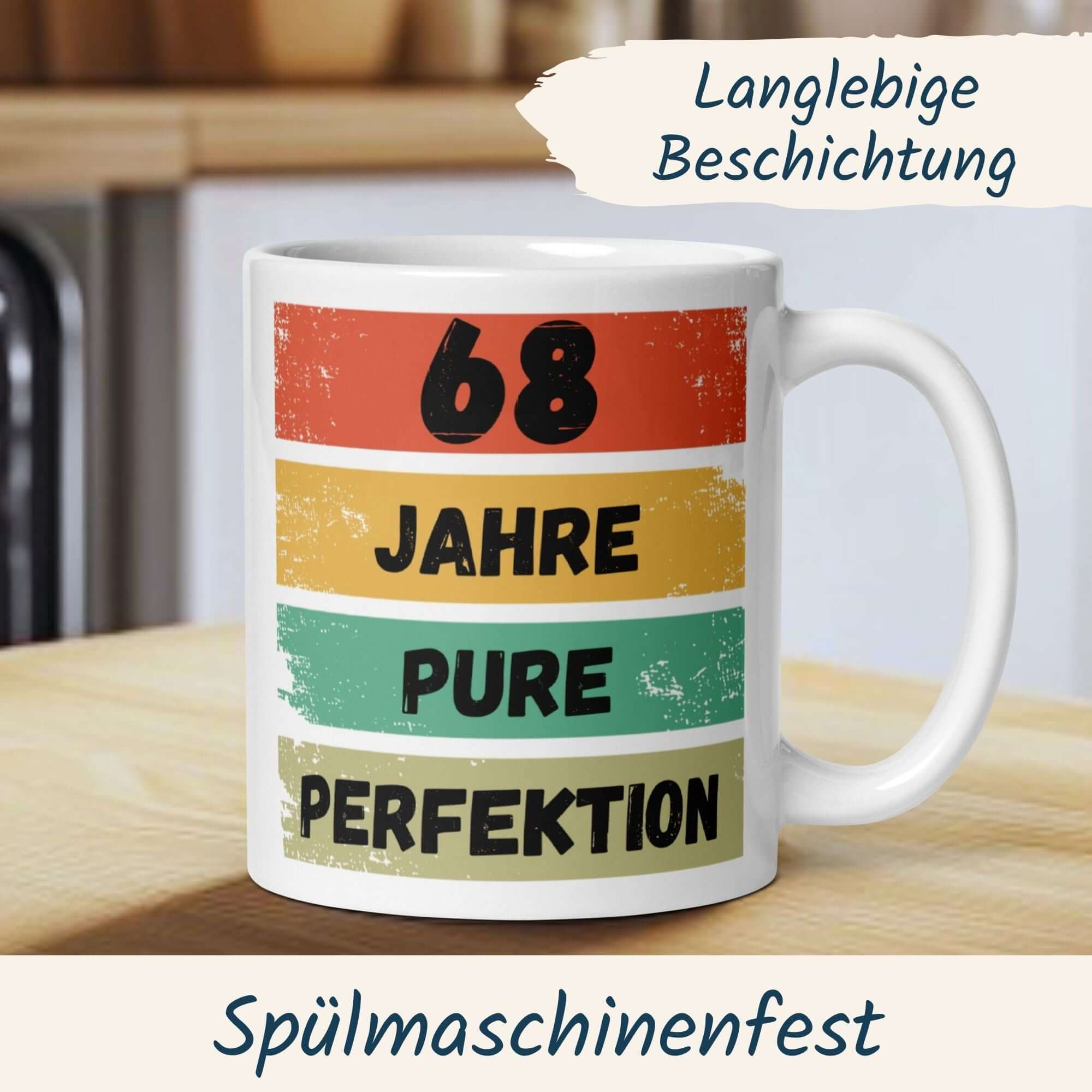 Momentals® Tasse 68. Geburtstag | Vintage & Spruch | 68 Jahre Pure Perfektion • Momentals