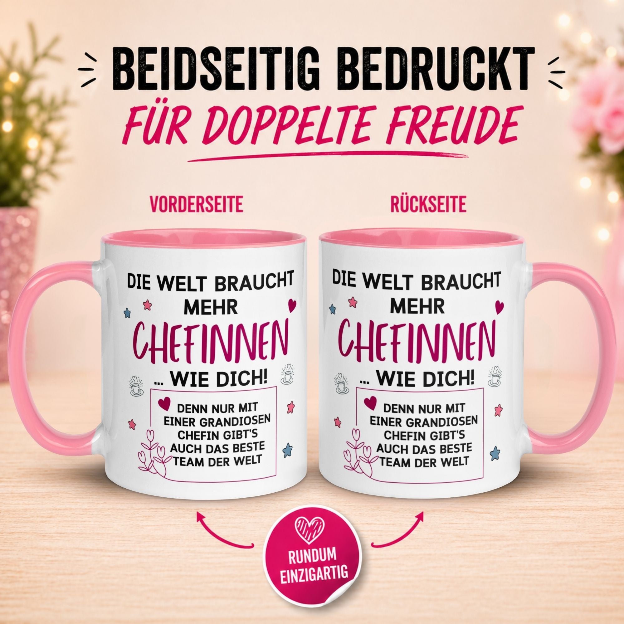 Tasse Chefin – „Die Welt braucht mehr Chefinnen wie Dich“ – Teamleiterin Geschenk Becher