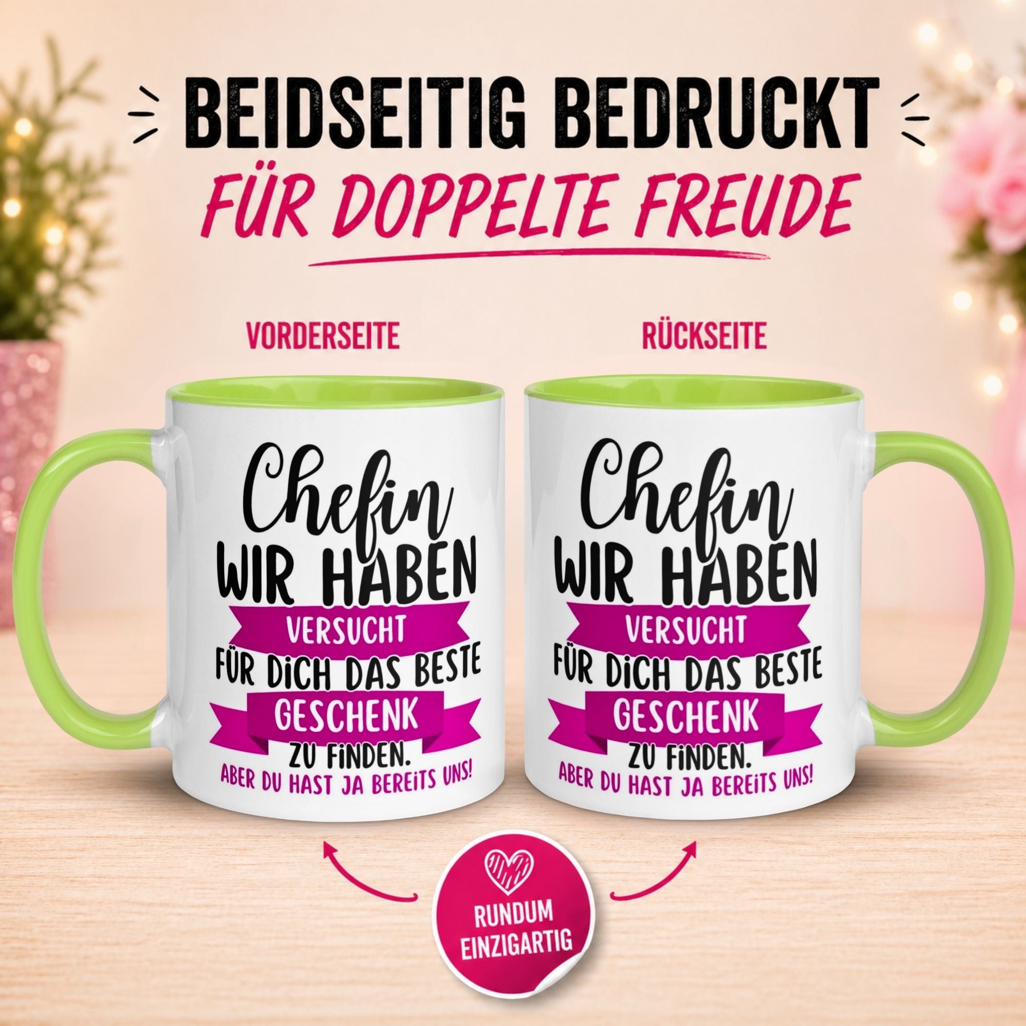 Tasse Chefin – „Wir haben es wirklich versucht“ – Geschenk Becher Chefin