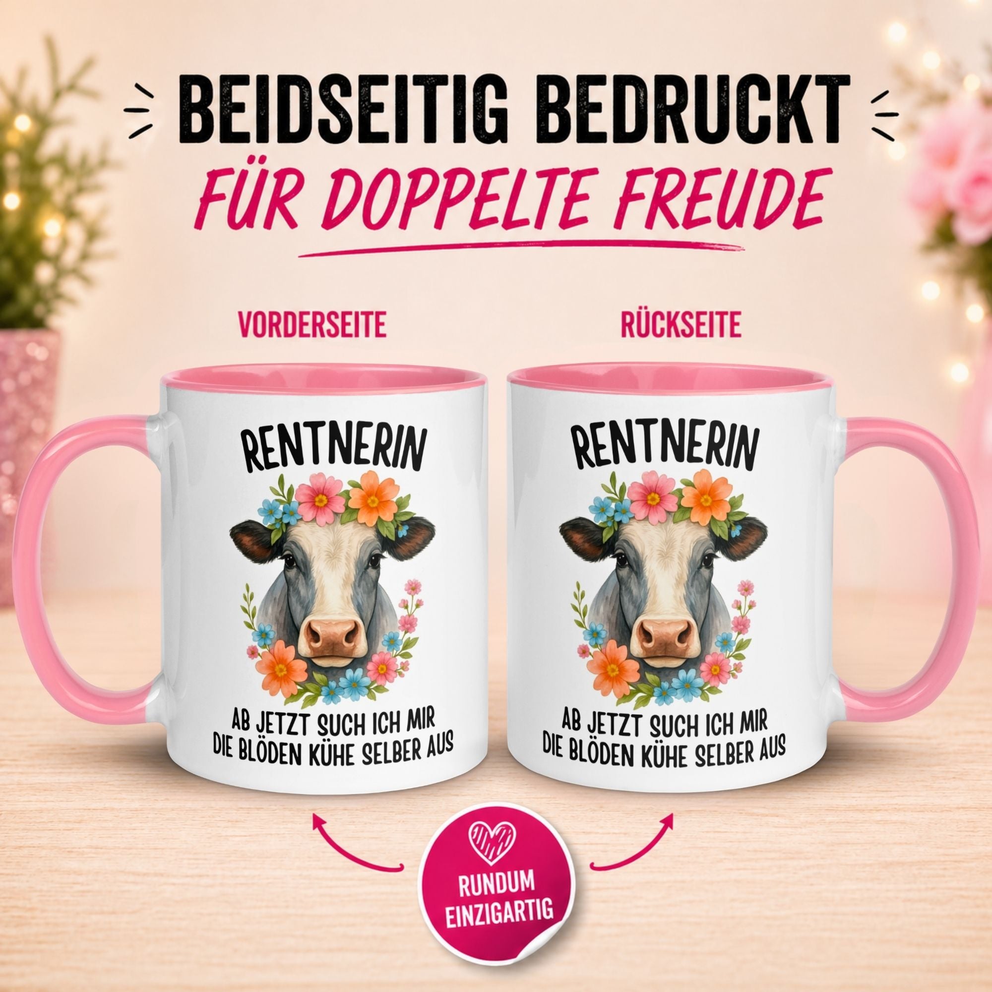 Tasse Rentnerin – „Ab jetzt such ich mir die blöden Kühe selber aus“ – Geschenk Rente Frau