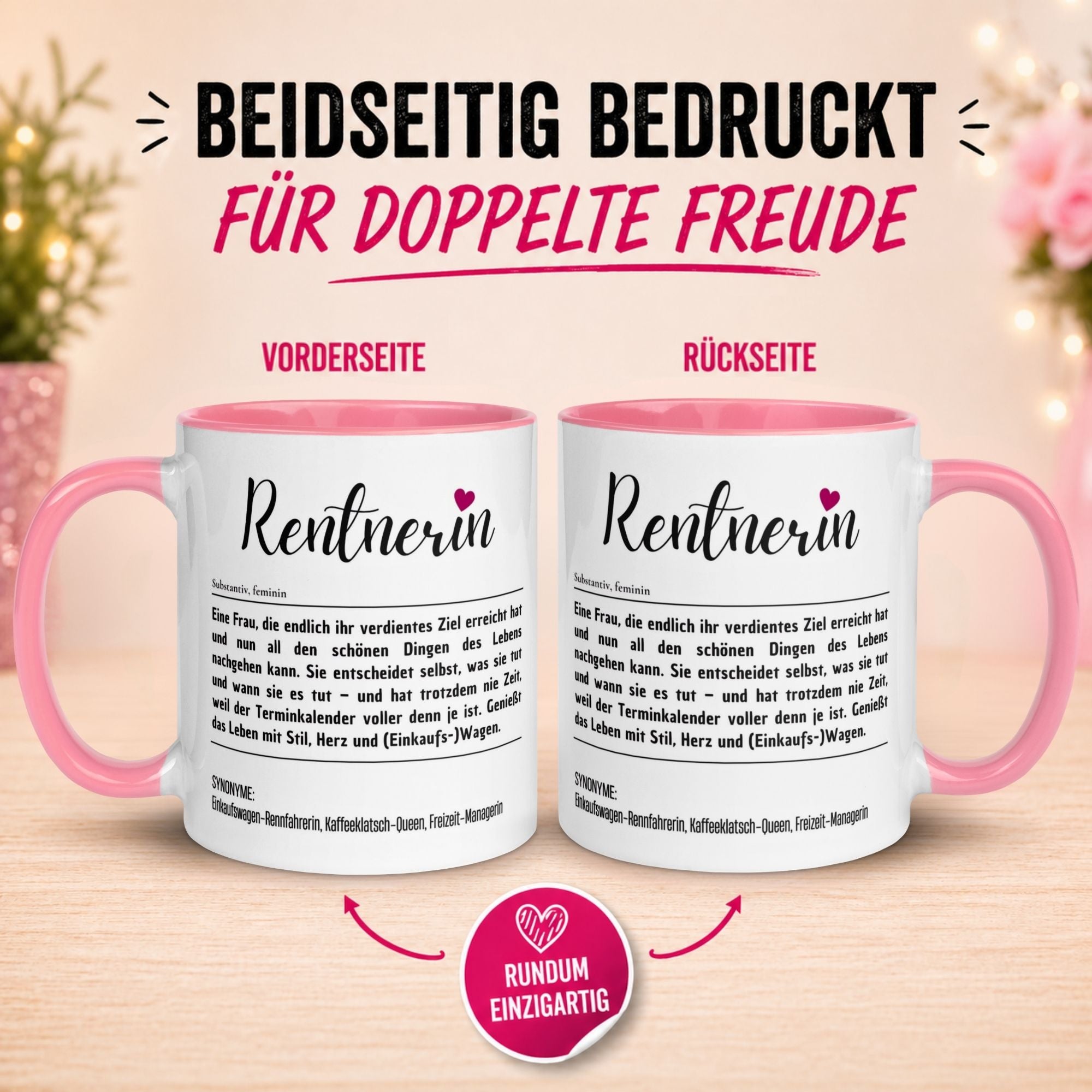 Tasse Rente Frau – „Definition Rentnerin“ – Geschenk Renteneintritt Ruhestand