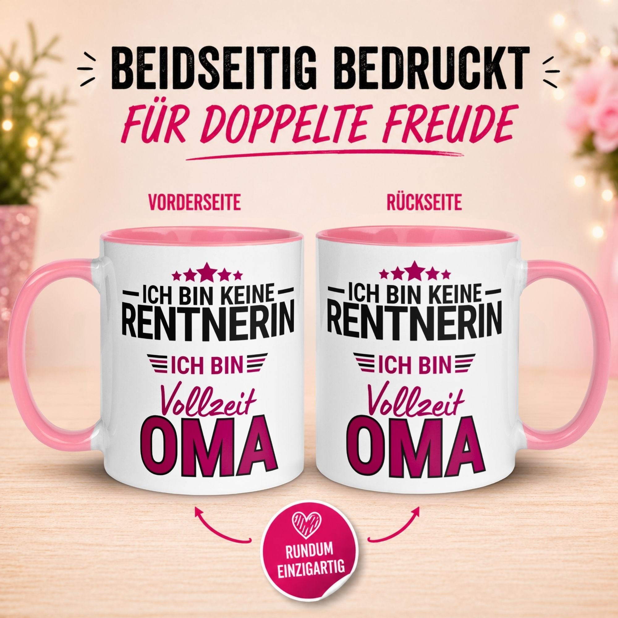 Tasse Rentnerin – „Ich bin keine Rentnerin ich bin Vollzeit Oma“ – Geschenk Rente Frau