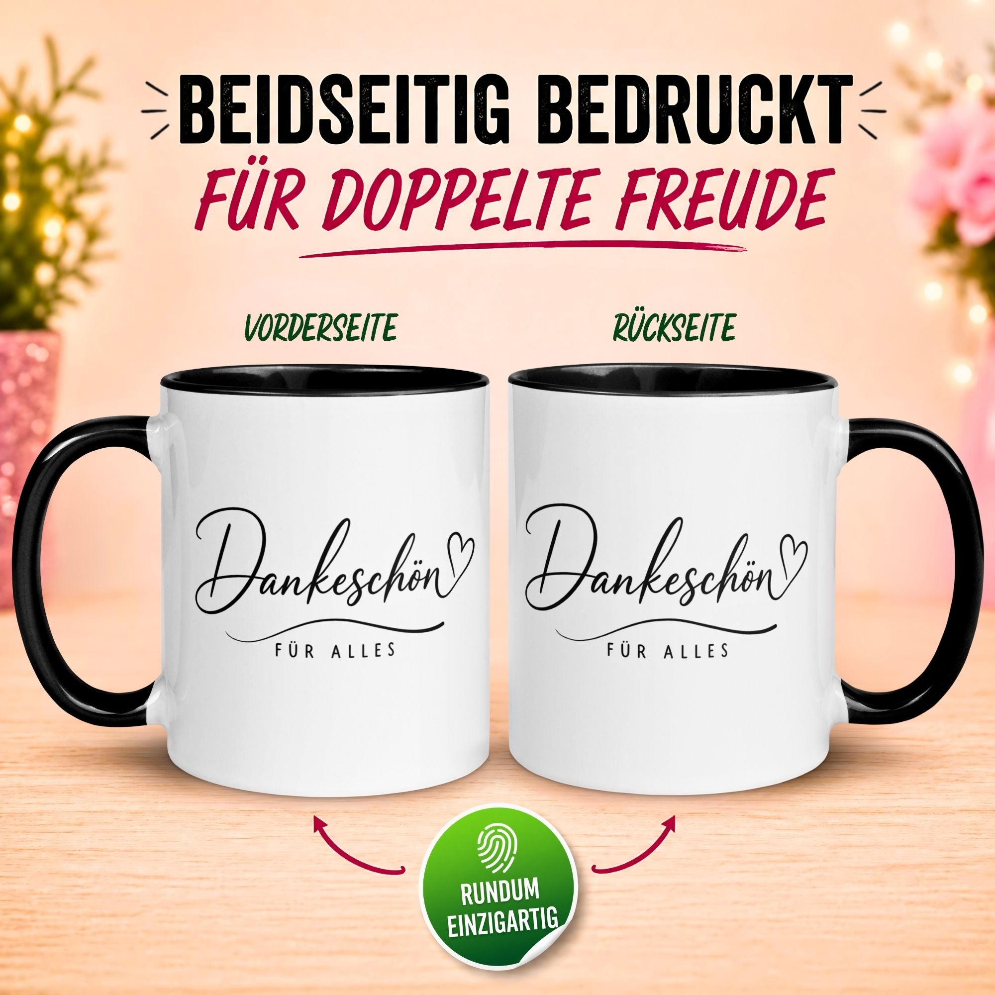 Tasse Danke – „Dankeschön für alles“ – Dankeschön Geschenke für Freund/Freundin