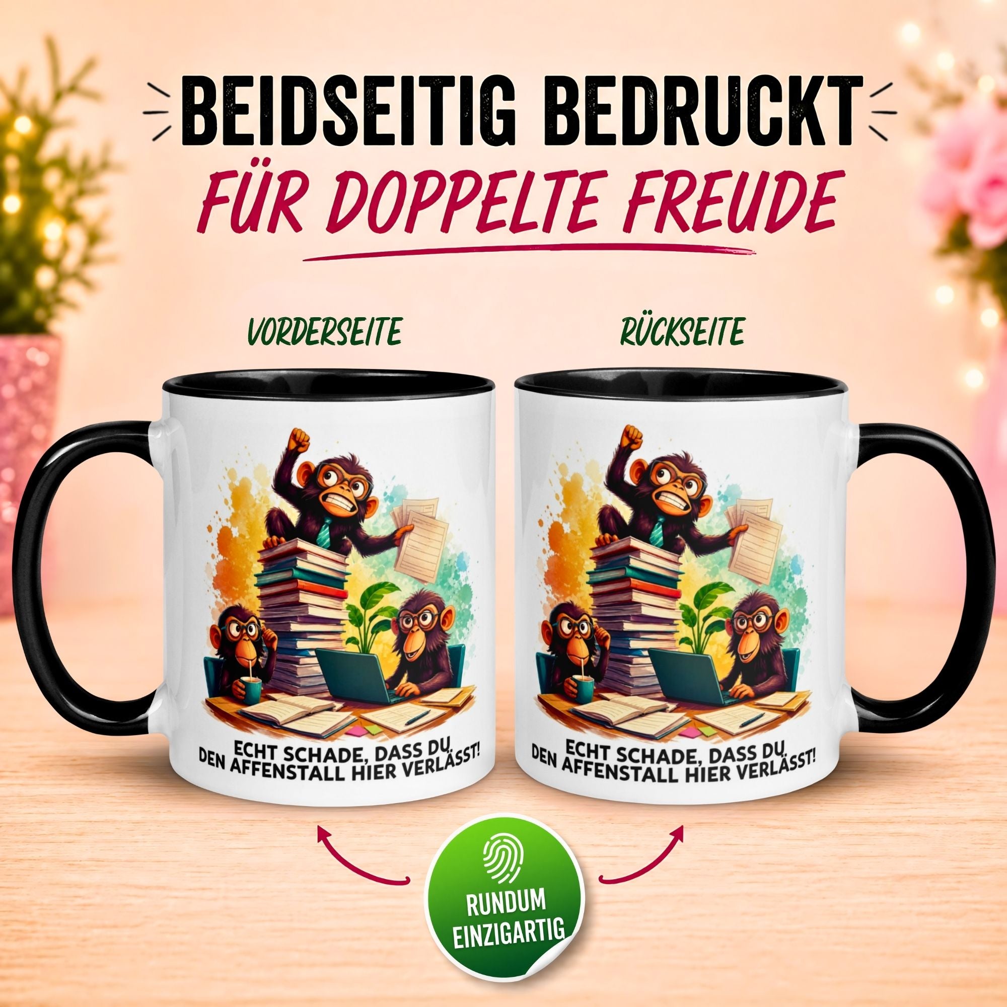 Tasse Abschied – „Schade dass du den Affenstall verlässt“ – Abschiedsgeschenk Kollegen