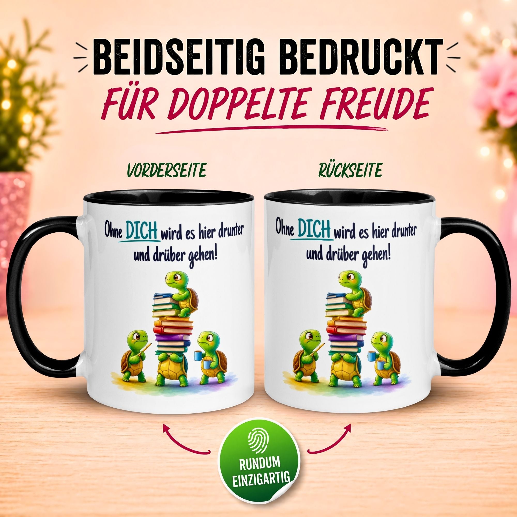 Tasse Abschied – „Ohne DICH wird es drunter und drüber gehen“ – Abschiedsgeschenk Kollegen