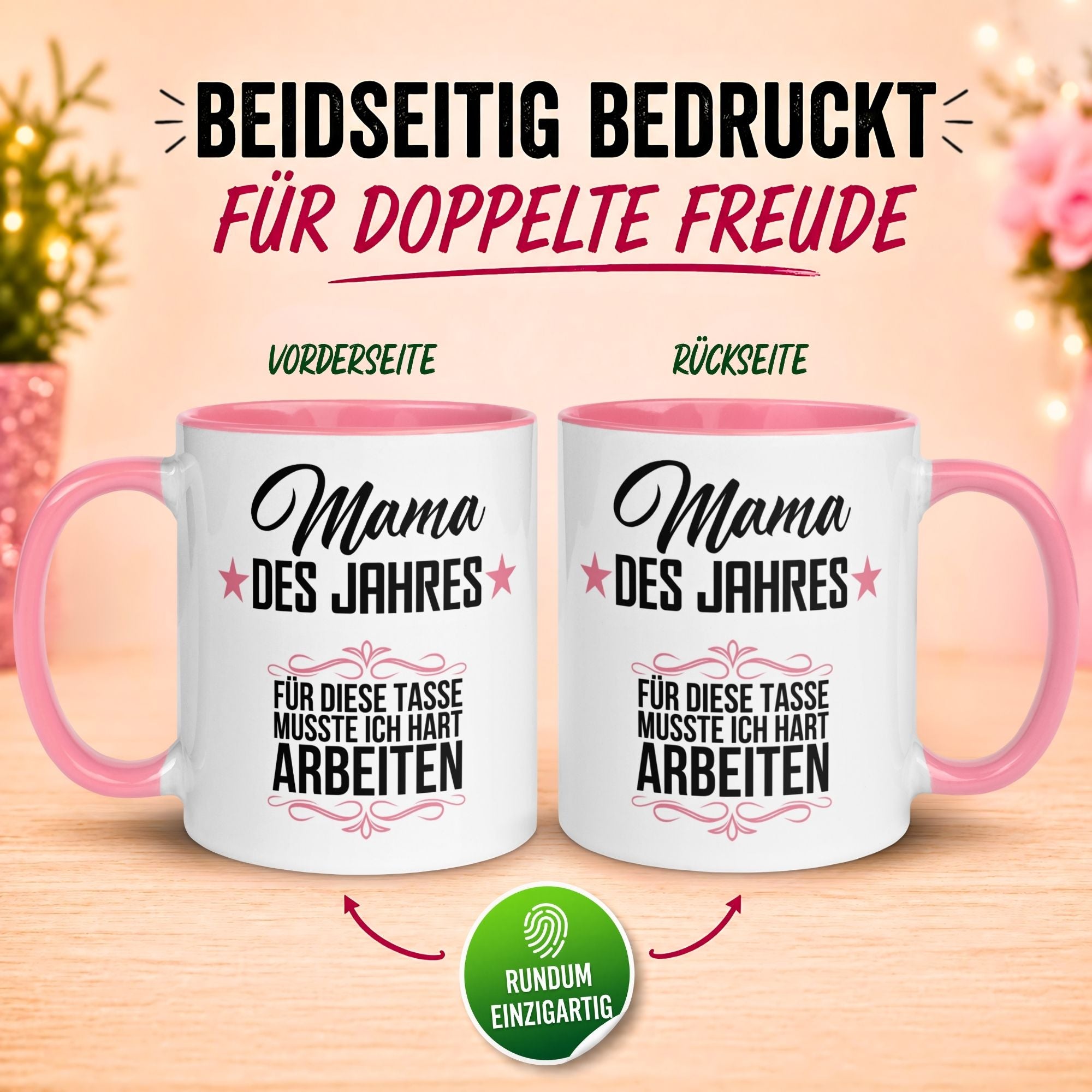 Tasse Mama – „Mama des Jahres“ – Geschenk Becher Geburtstag/Muttertag