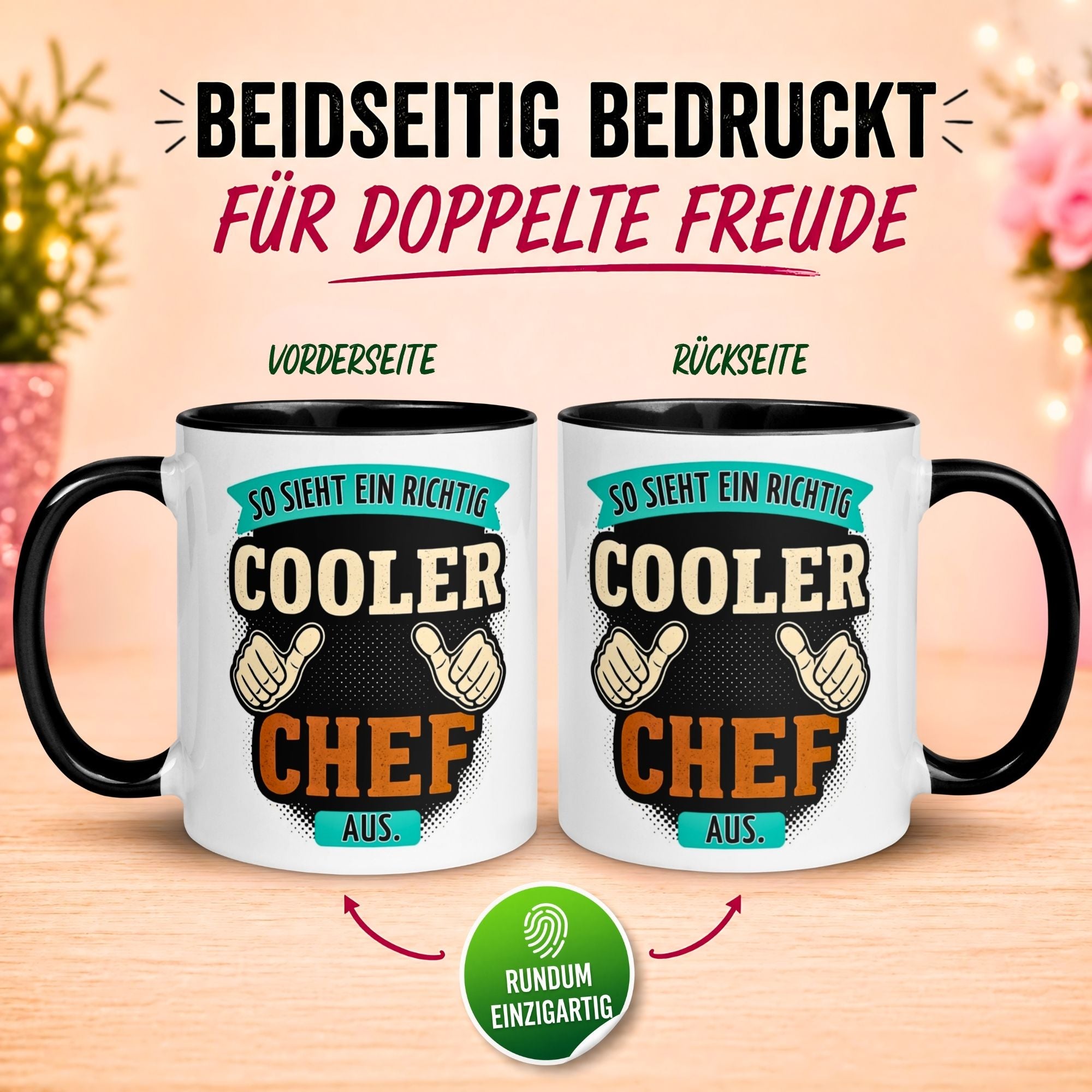 Tasse Chef – „So sieht ein richtig cooler Chef aus“ – Geschenk Kaffeetasse Bester Chef