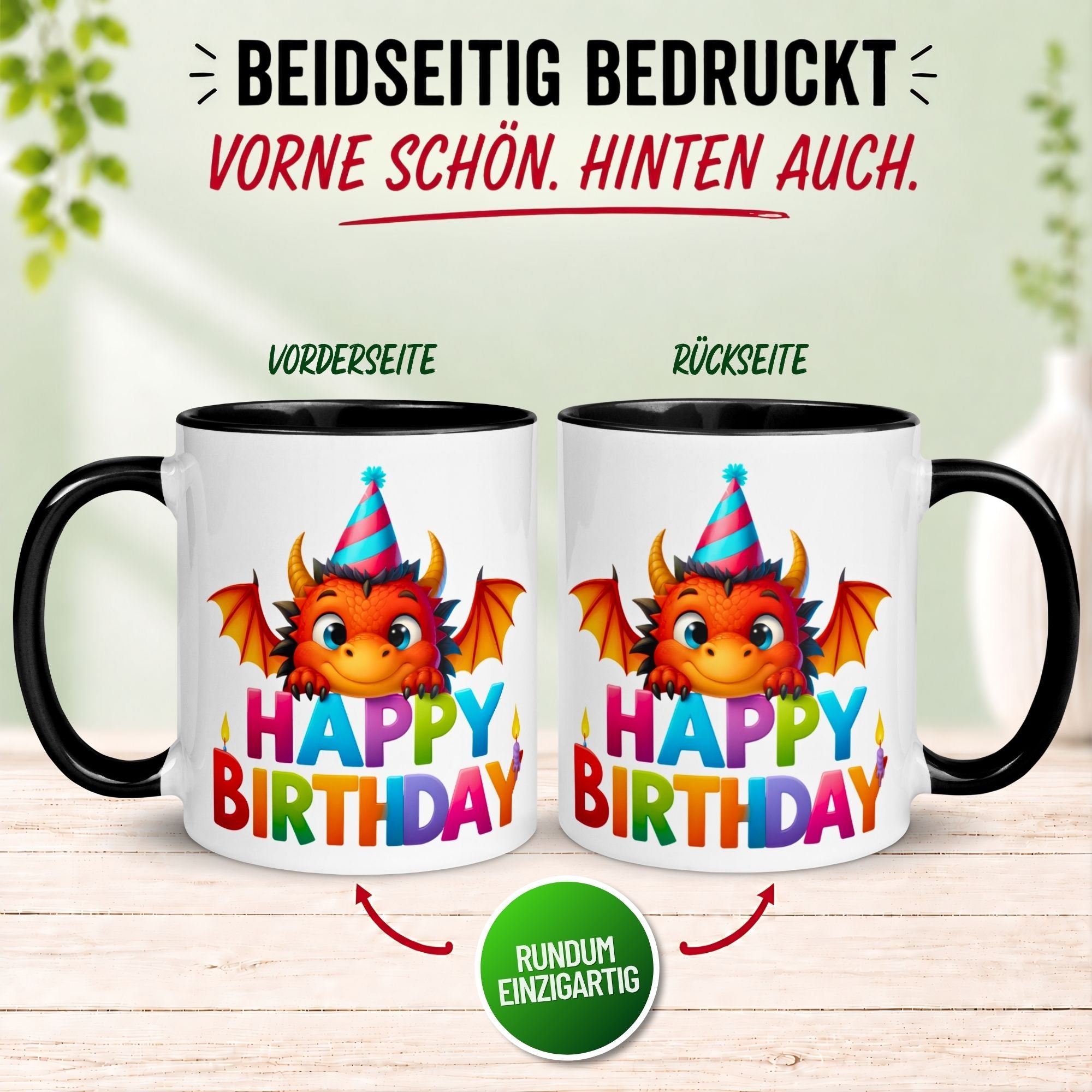 Tasse Geburtstag – „Happy Birthday Drache“ – Geburtstagsgeschenk Junge Mädchen