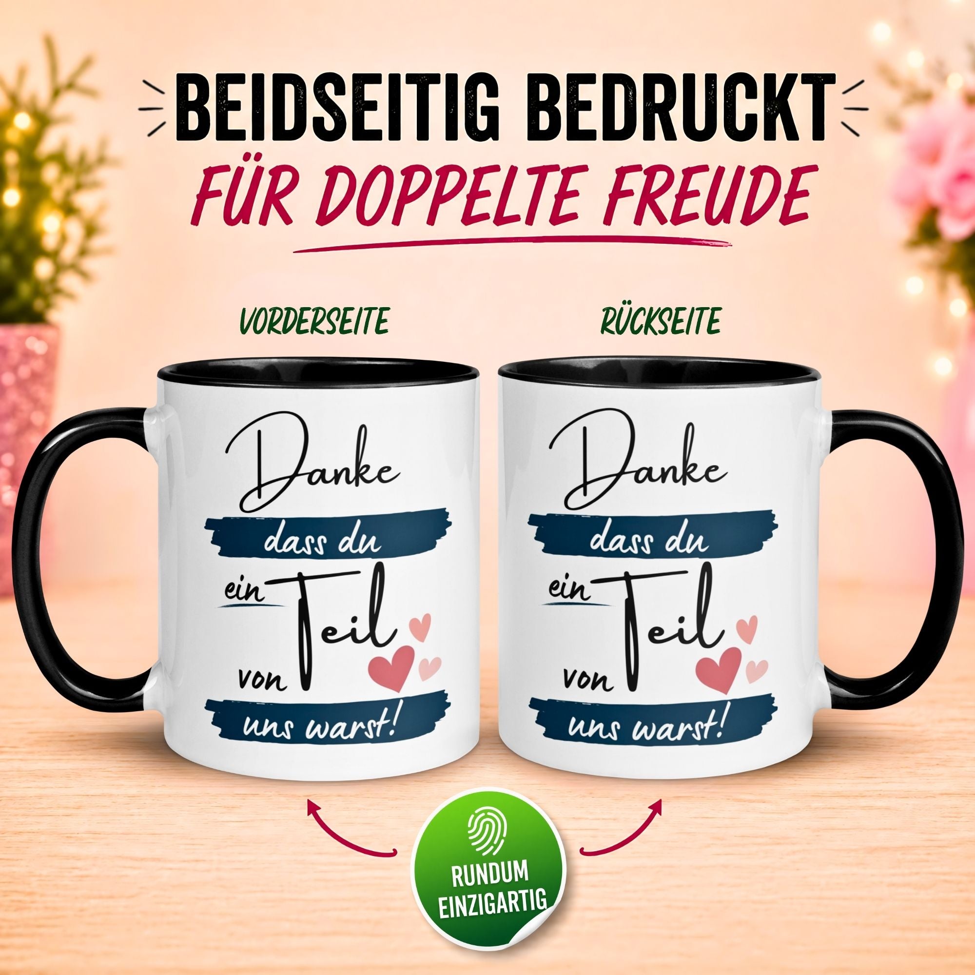 Tasse Abschied – „Danke dass du ein Teil von uns warst“ – Abschiedsgeschenk für Kollegen