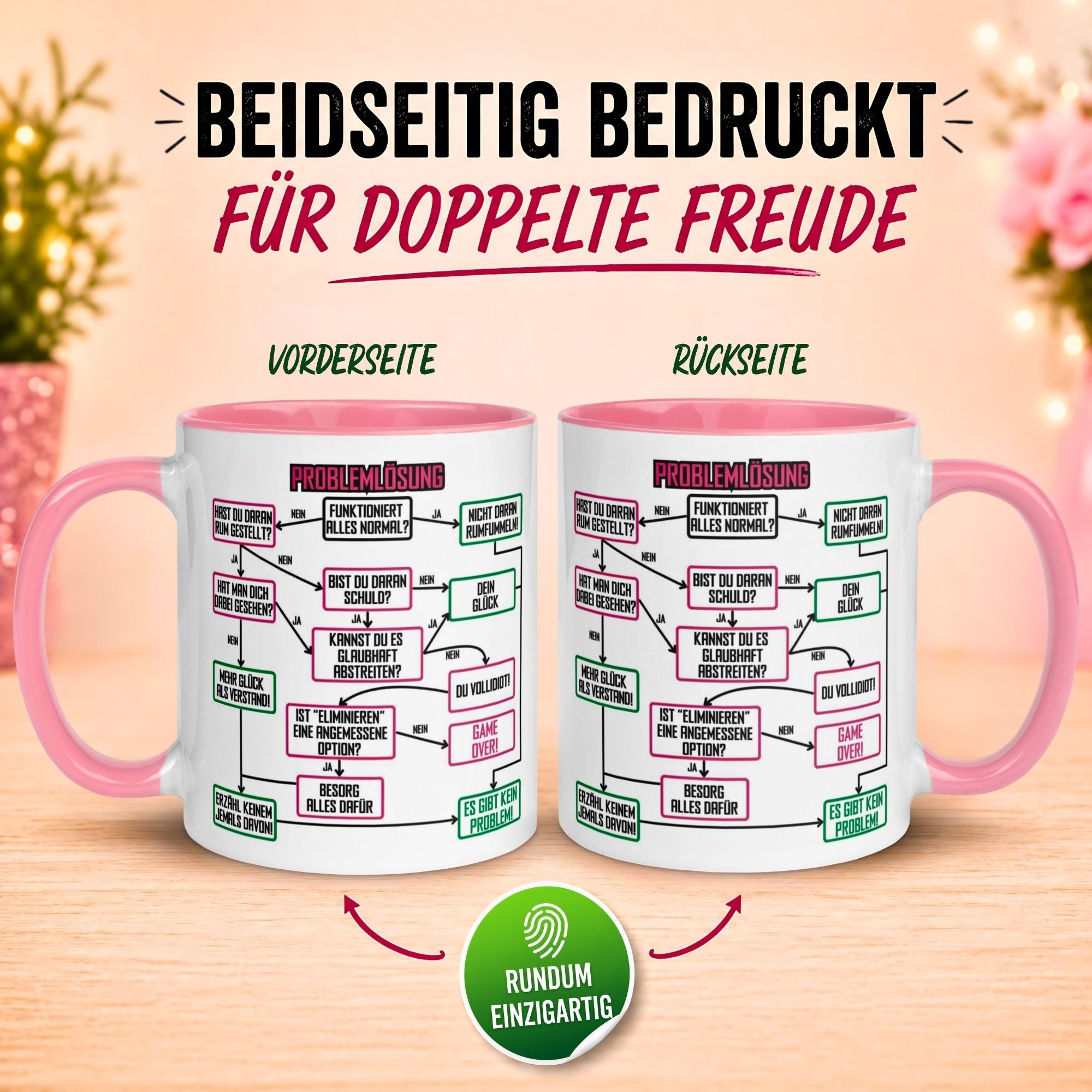 Tasse Kollegin – „Problemlösung im Büro“ – Geschenk Abschied Arbeitskollegin
