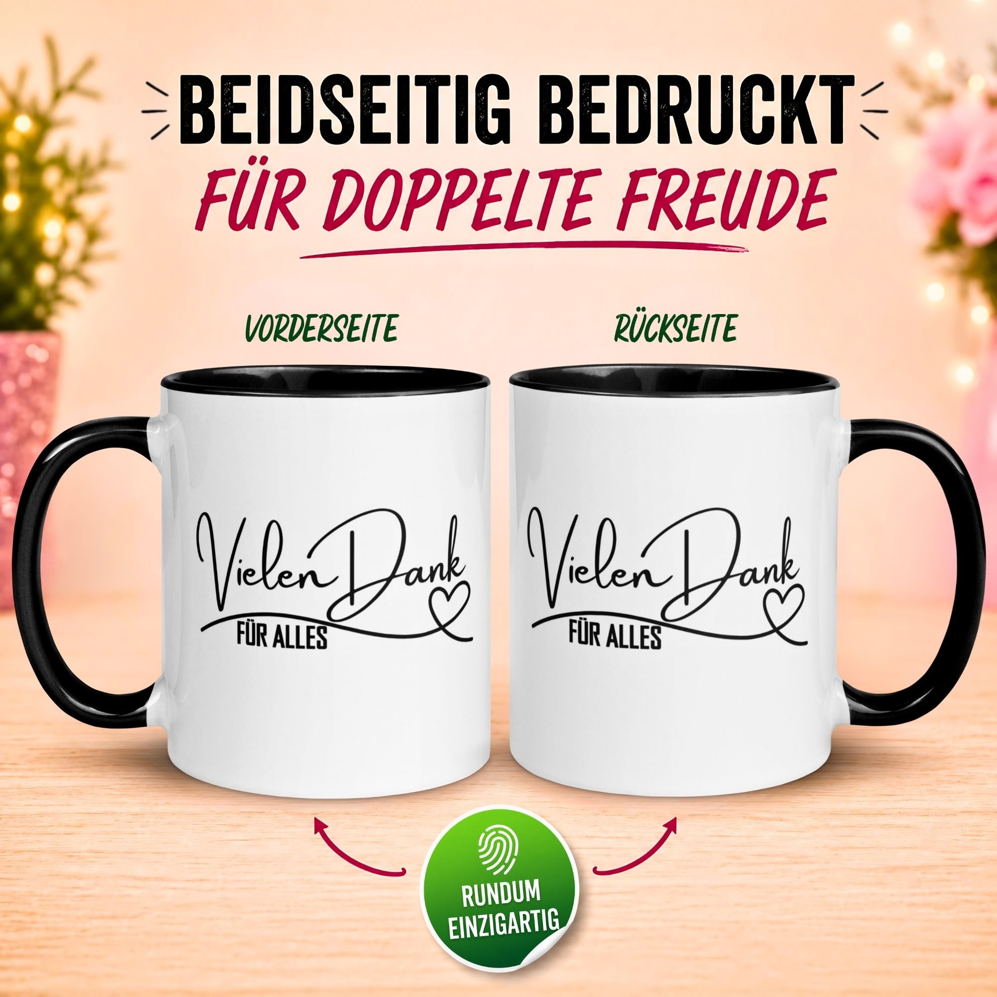 Tasse Danke – „Vielen Dank für alles“ – Dankeschön Geschenk Team/Kollegen/Kollegin