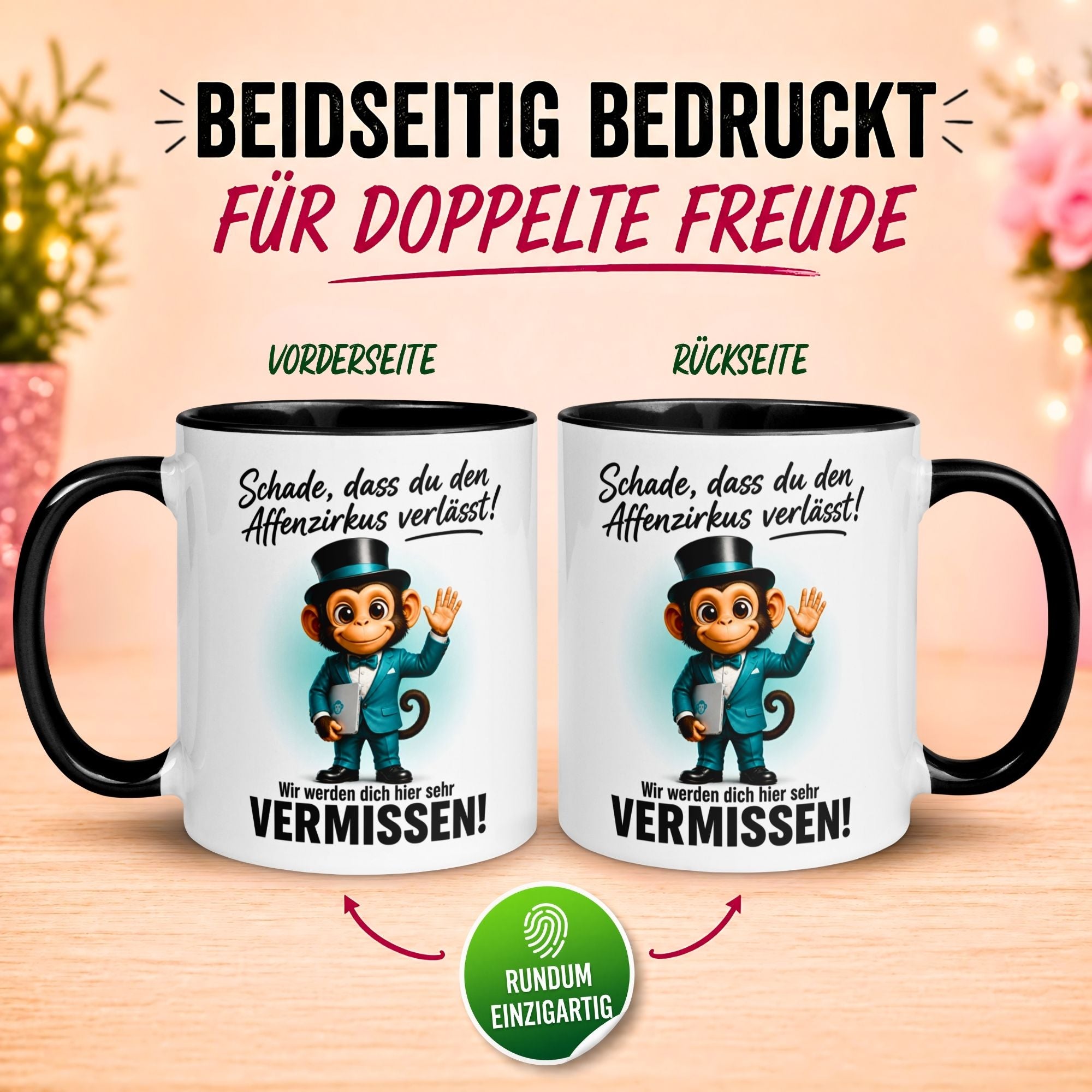 Tasse Abschied – „Schade dass du den Affenzirkus verlässt“ – Abschiedsgeschenk Kollegen