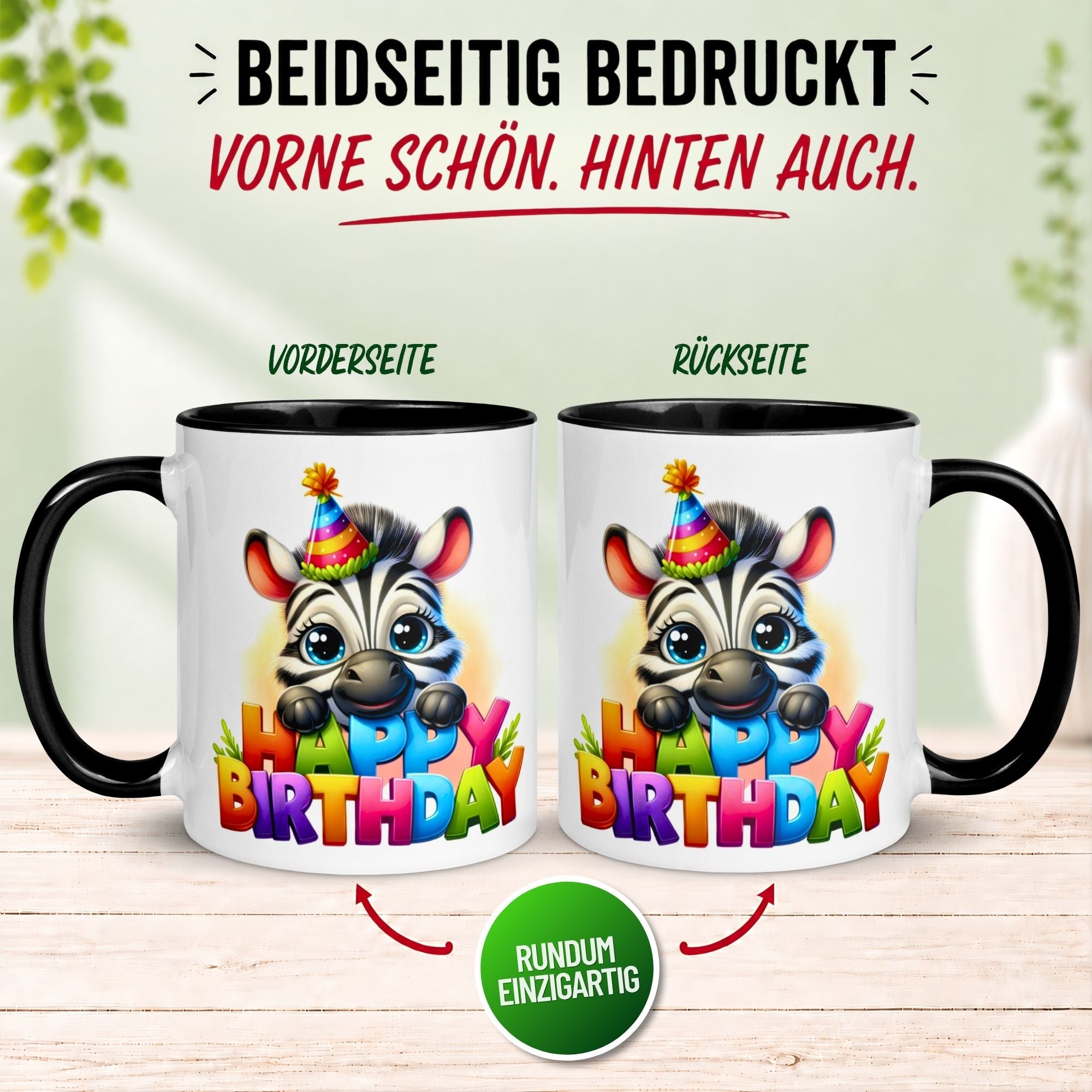 Tasse Geburtstag – „Happy Birthday Zebra“ – Geburtstagsgeschenk Junge Mädchen