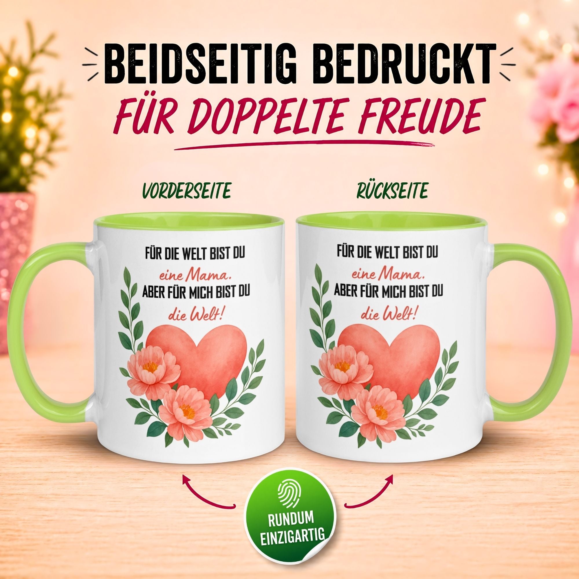 Tasse Mama – „Für mich bist du die Welt“ – Beste Mama Geschenk Becher Geburtstag