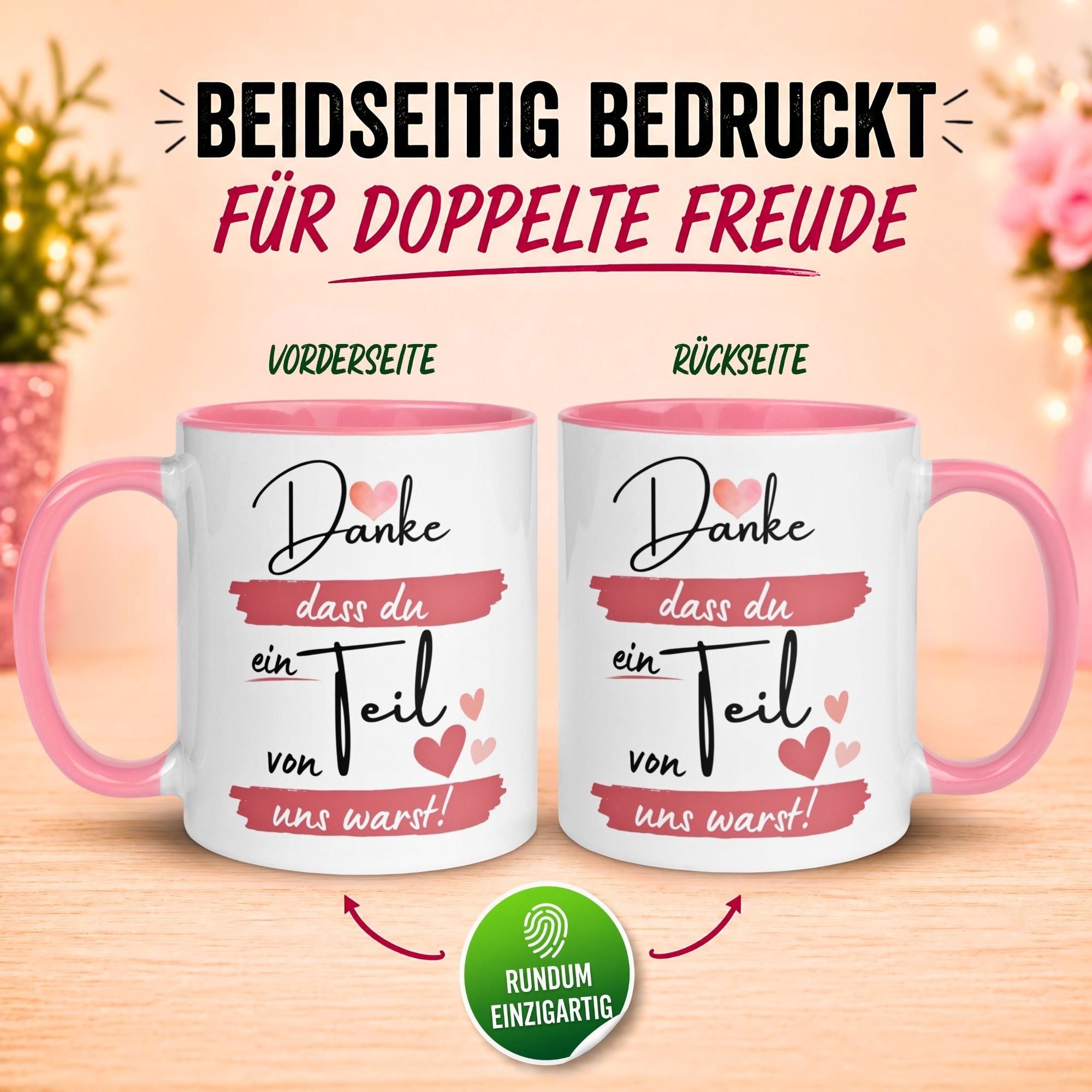 Tasse Abschied – „Danke dass du ein Teil von uns warst“ – Abschiedsgeschenk Kollegin