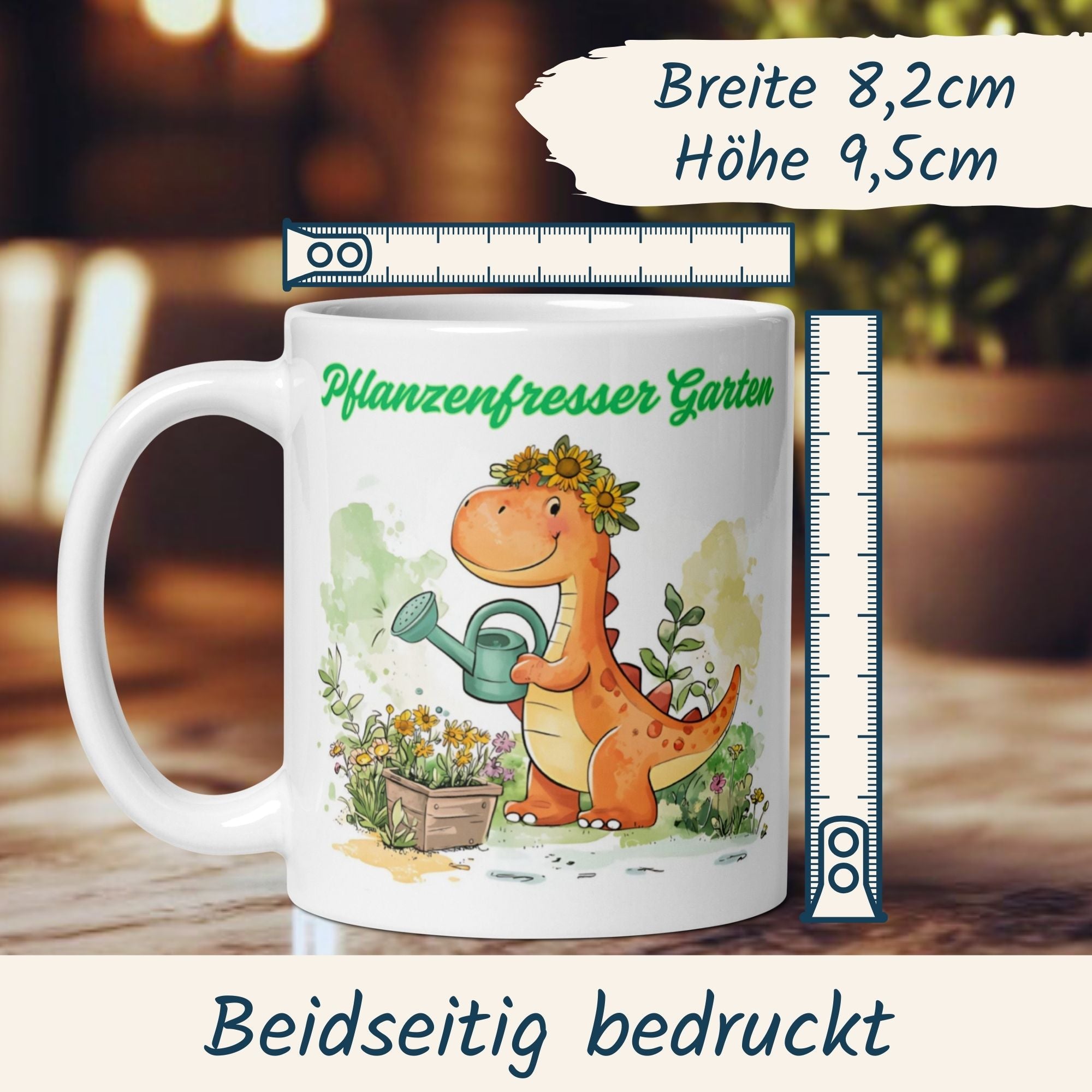 Bezaubernde Dino Tasse als Gärtner mit Gießkanne, perfekt für Pflanzenliebhaber!