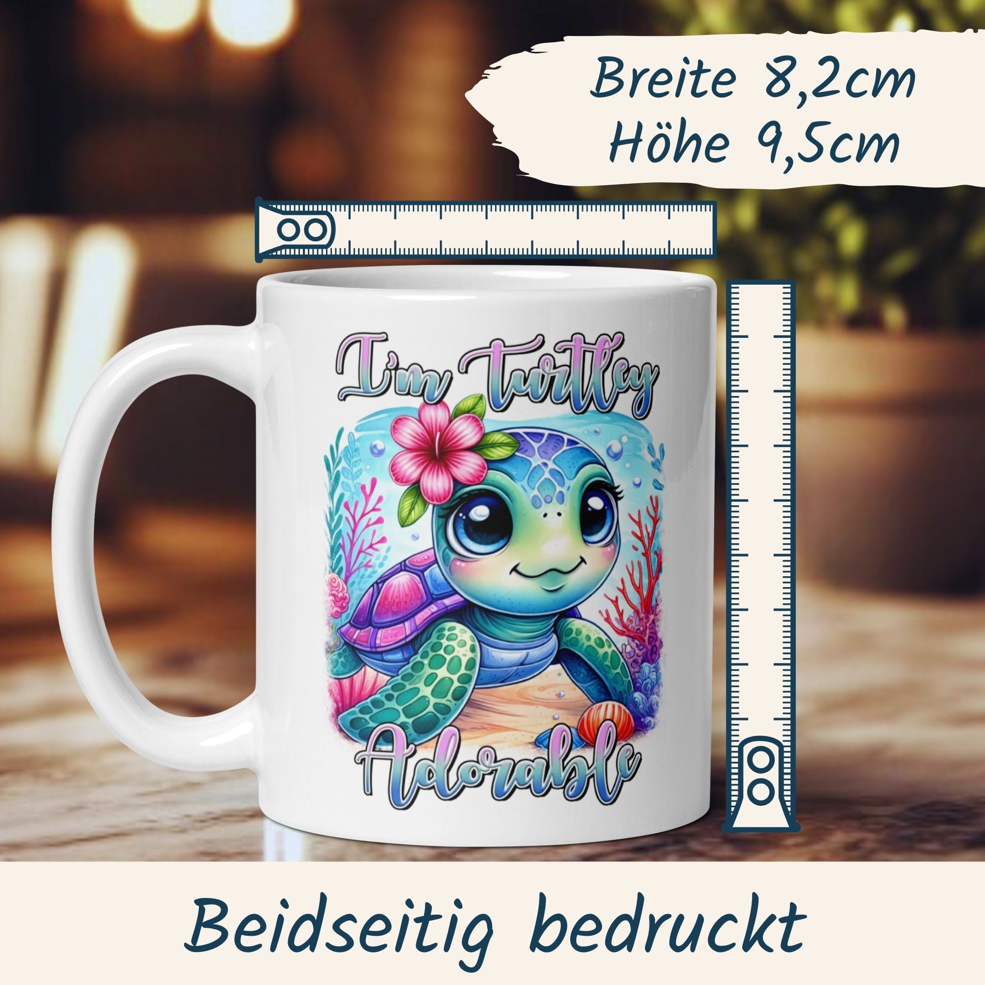 Momentals Tasse mit Schildkröte und Spruch "I'm Turtley Adorable" für Meeresliebhaber und Tierfreunde