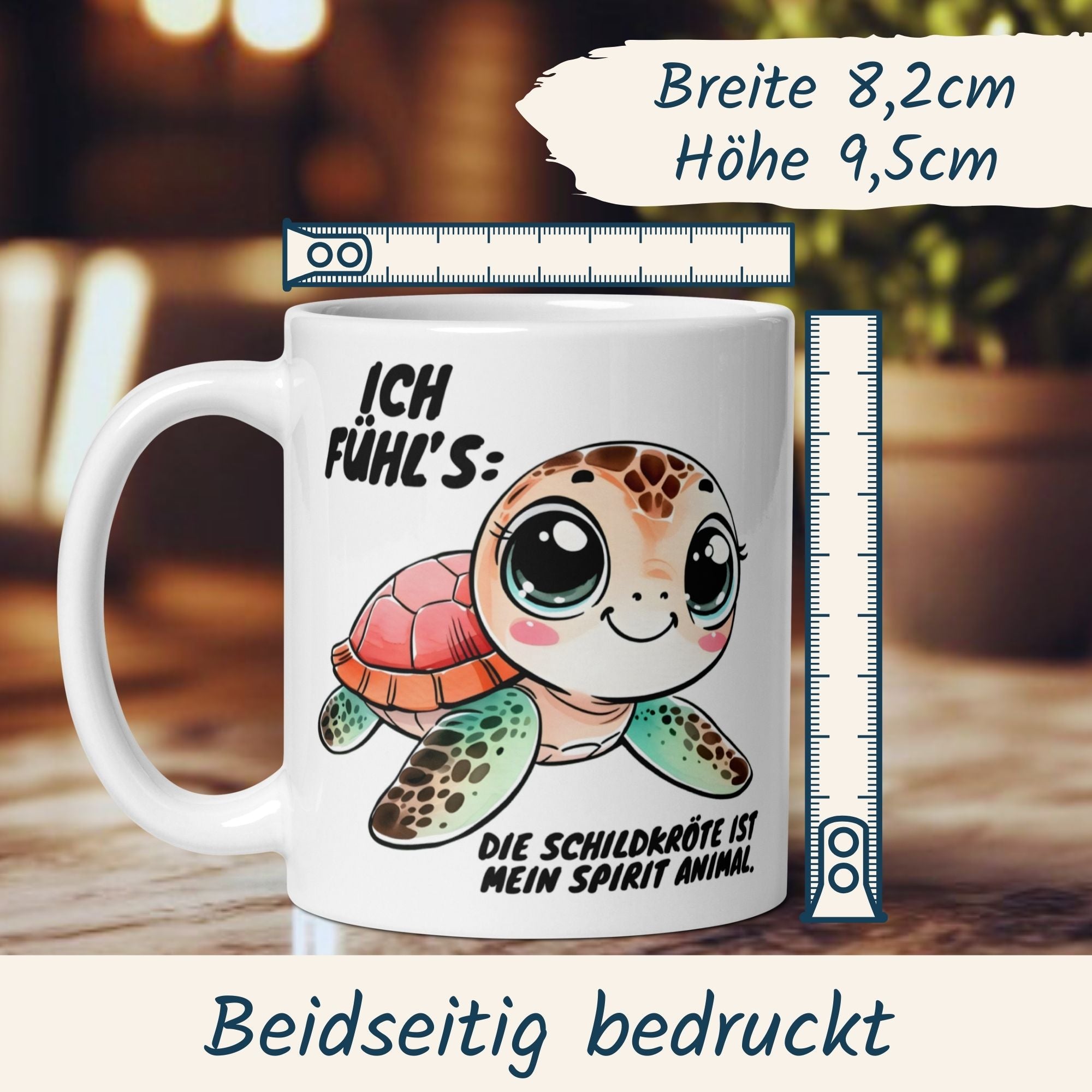 Momentals® Schildkröten-Tasse mit Spruch "Die Schildkröte ist mein Spirit Animal" für gute Laune.