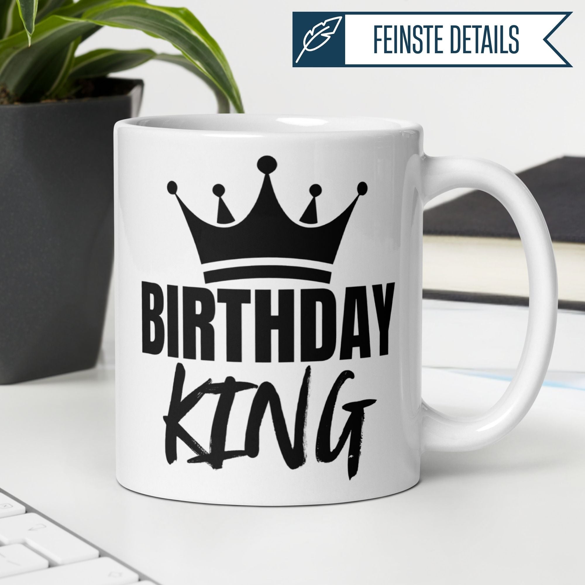 Momentals® Birthday King mug with crown design, perfect for celebrating your special day in style.