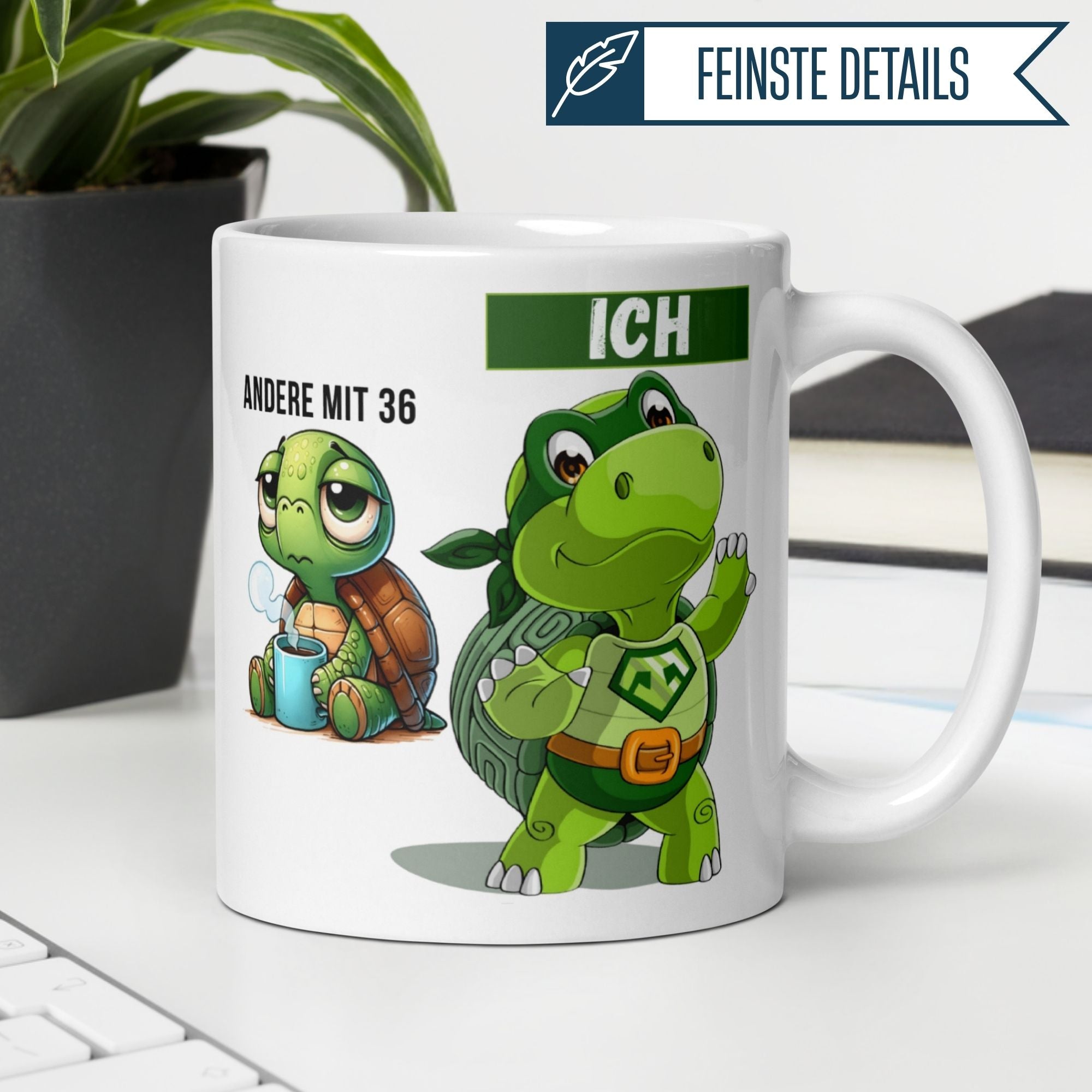 Momentals® Tasse 36. Geburtstag | Schildkröte & Spruch | Andere mit 36 und Ich • Momentals