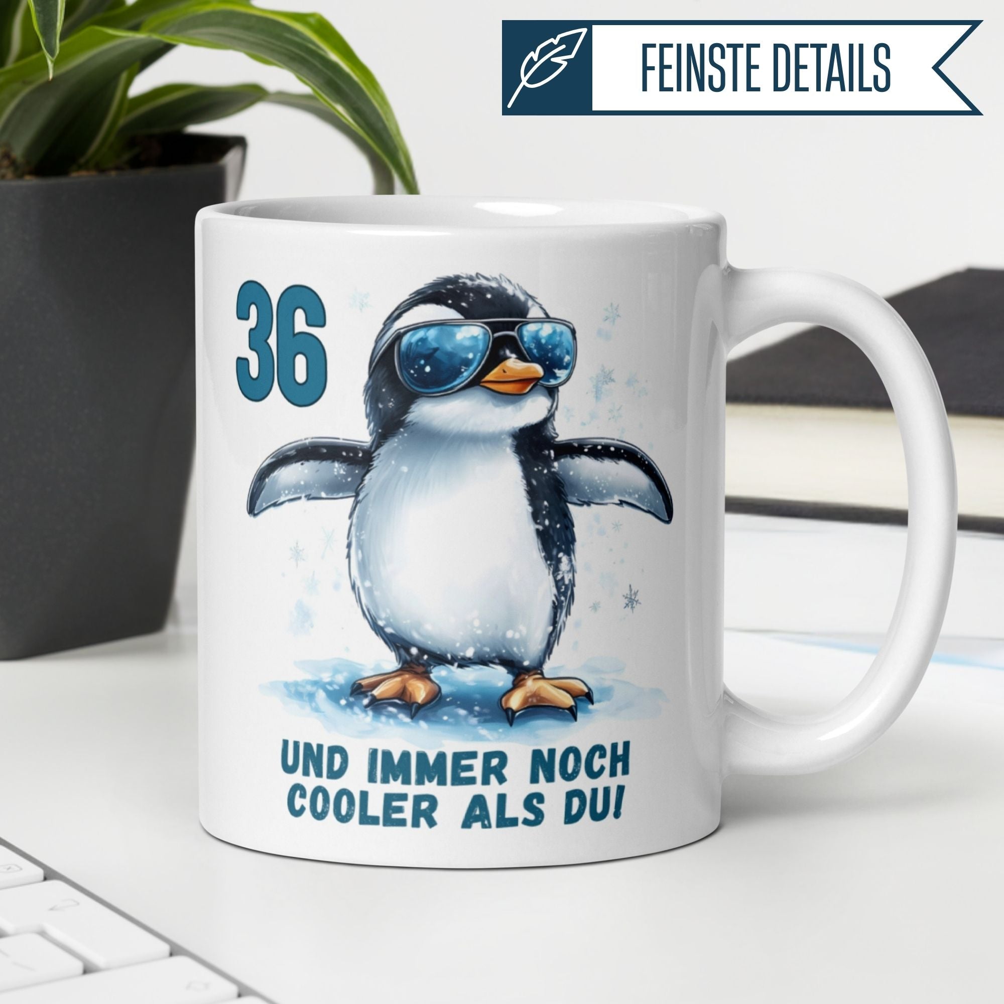 Momentals® Tasse 36. Geburtstag | Pinguin & Spruch | 36 und immer noch cooler als du • Momentals