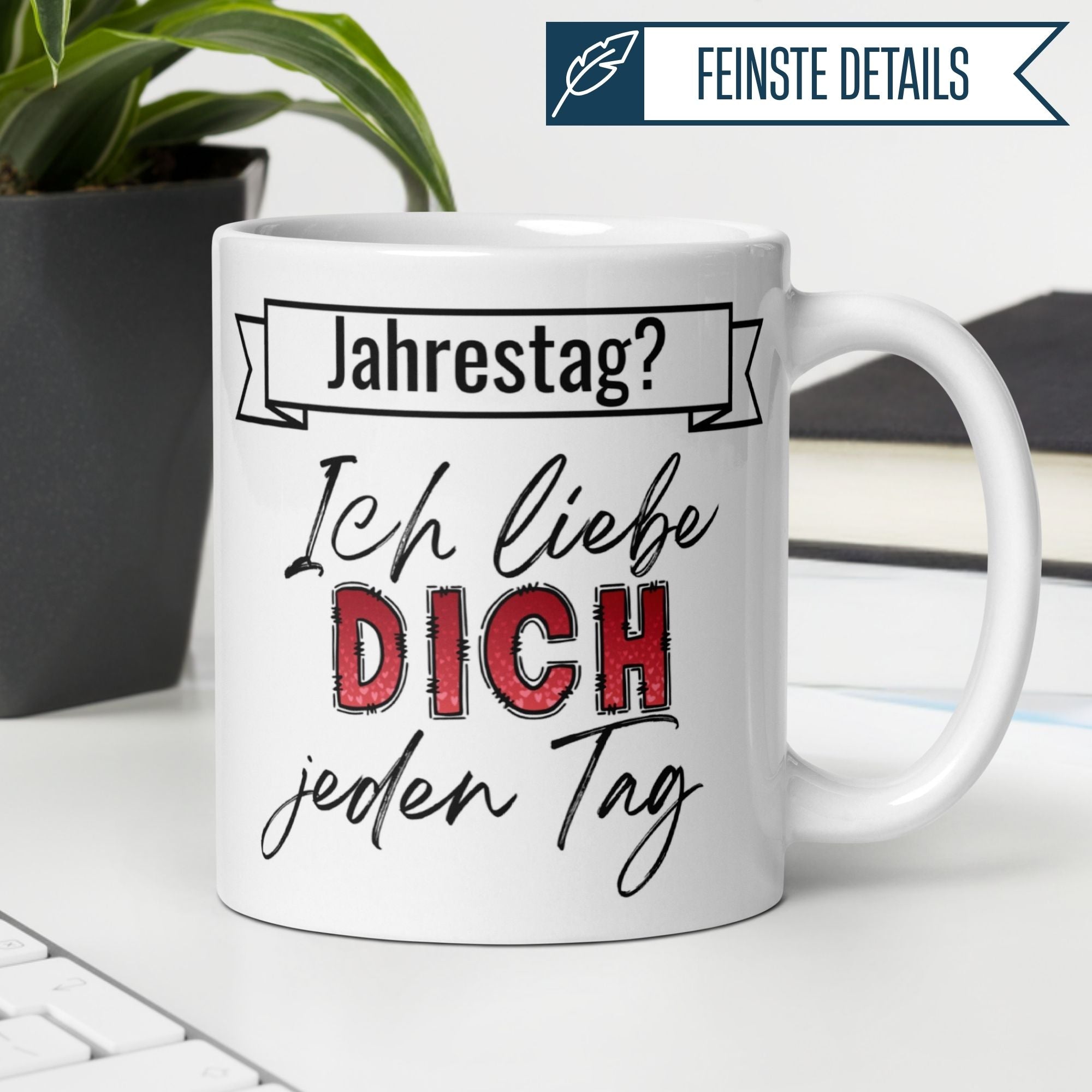 Momentals® Tasse mit Schriftzug 'Ich liebe dich jeden Tag' für tägliche Zuneigung.