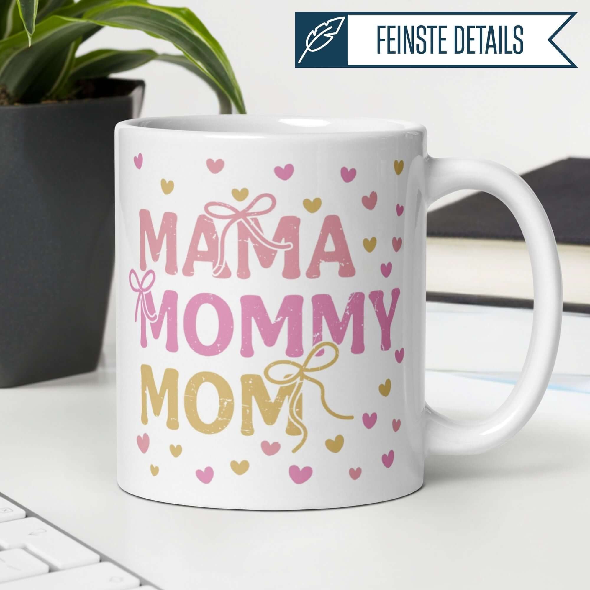 Momentals® Tasse Mama | Herzchen & Schleifen | Mama Mommy Mom in Pastell • Momentals