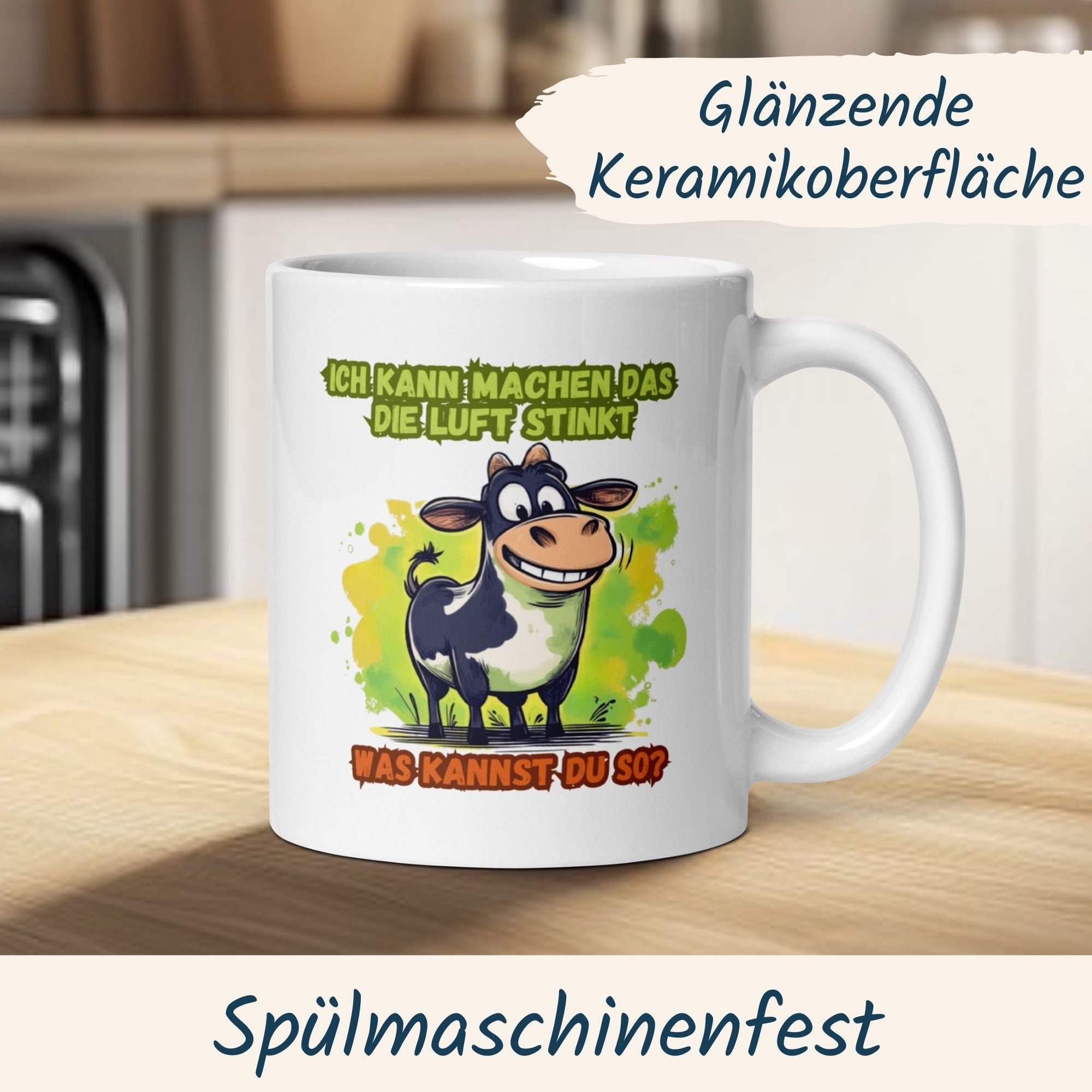 Momentals® Tasse | Kuh & Spruch | Ich kann machen dass die Luft stinkt - was kannst du so • Momentals