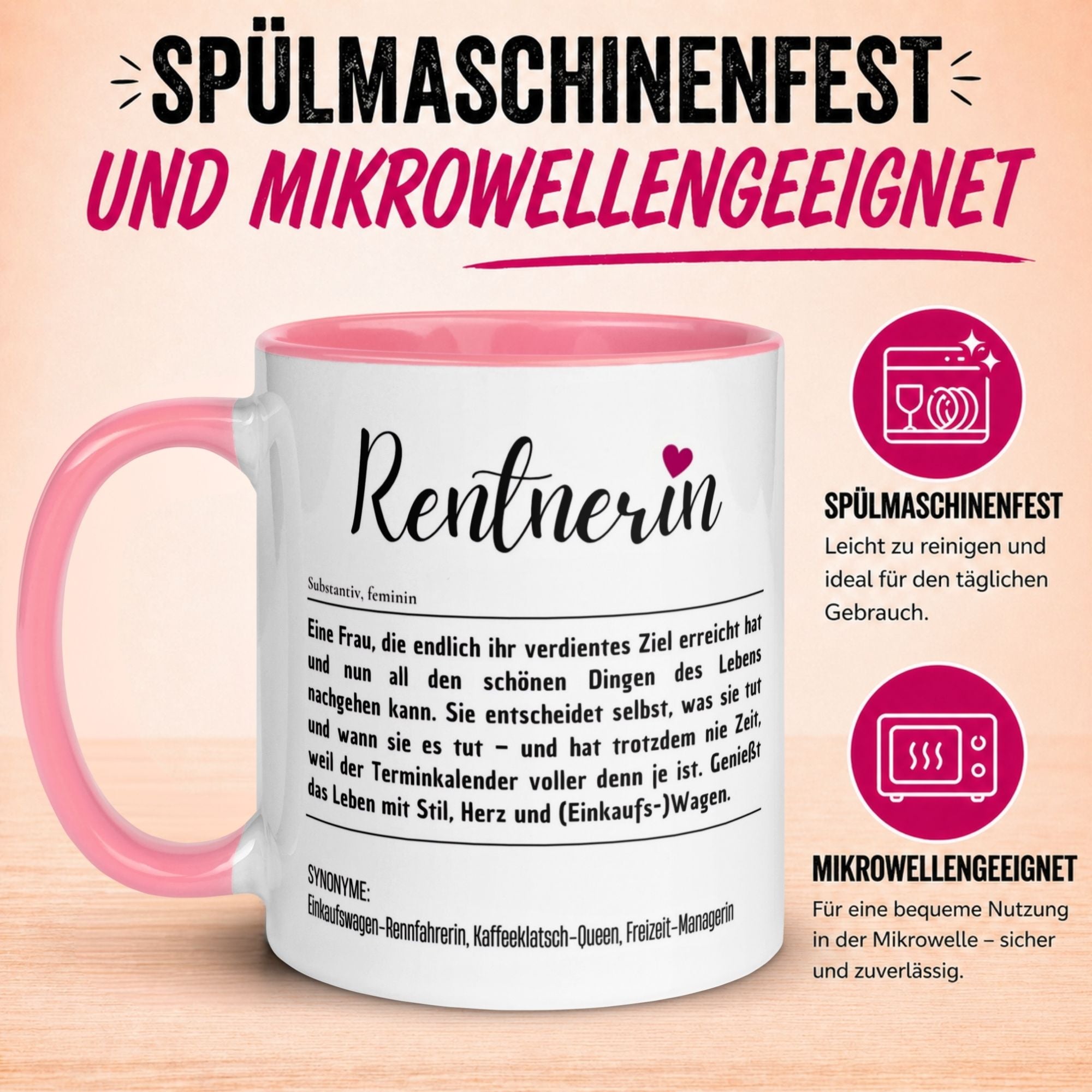 Tasse Rente Frau – „Definition Rentnerin“ – Geschenk Renteneintritt Ruhestand