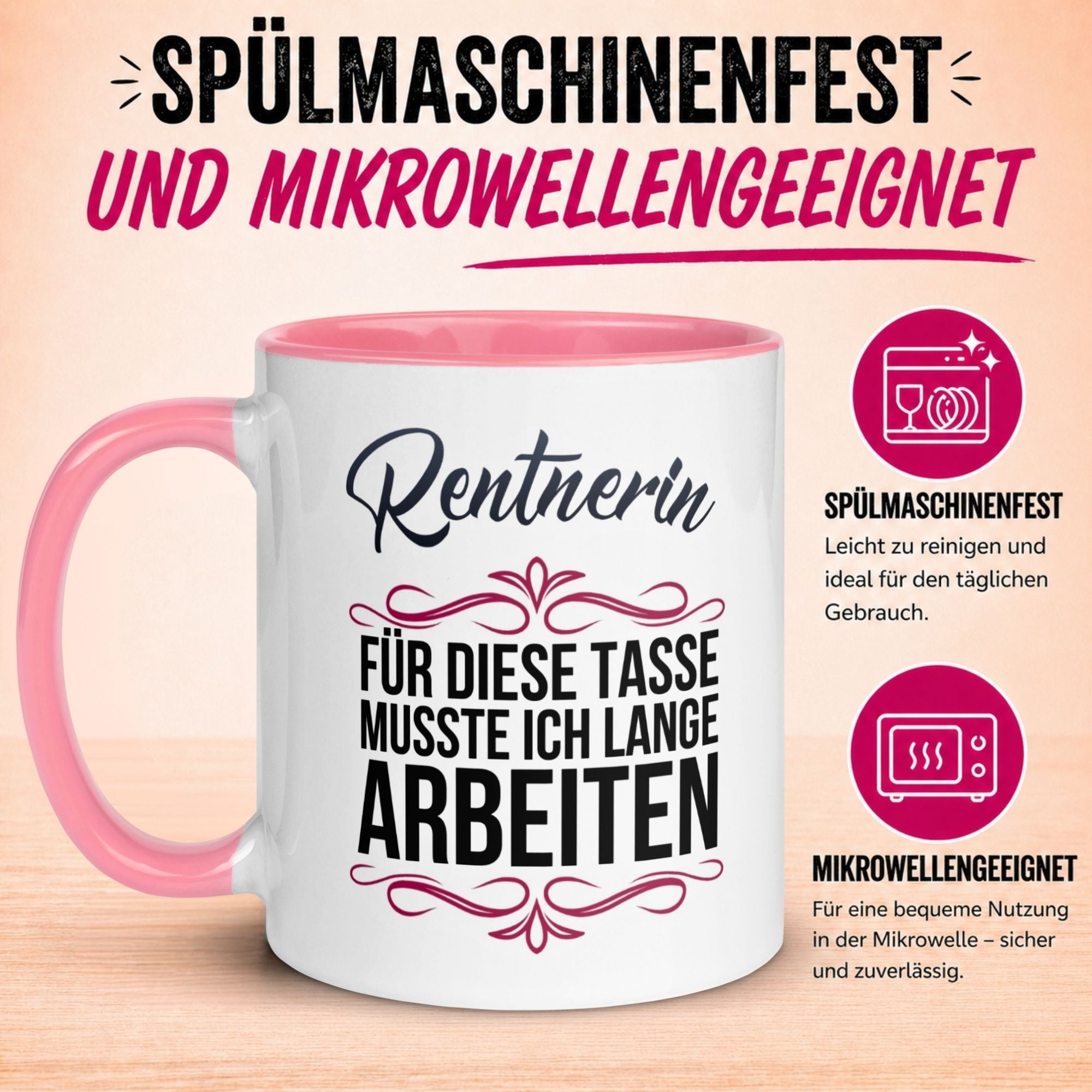 Tasse Rentnerin – „Für die Tasse musste ich lange arbeiten“ – Geschenk Rente Frau