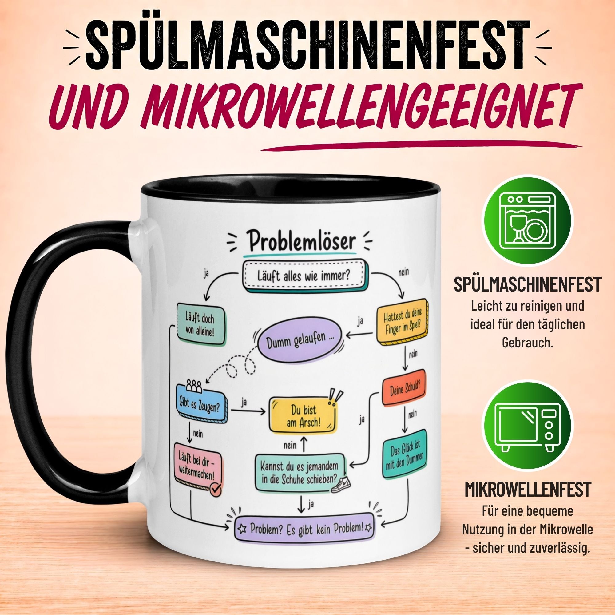 Tasse Kollegin – „Problemlösung“ – Büro Geschenk Bester Kollegin