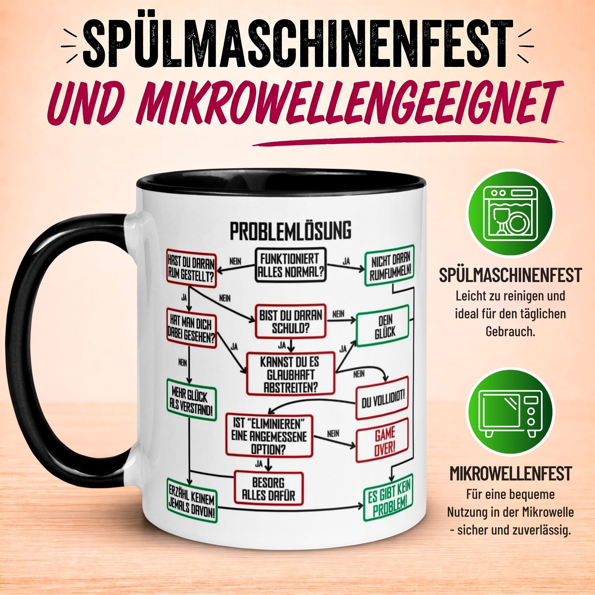 Tasse Chef – „Problemlösung im Büro“ – Geschenk Kaffeetasse Bester Chef