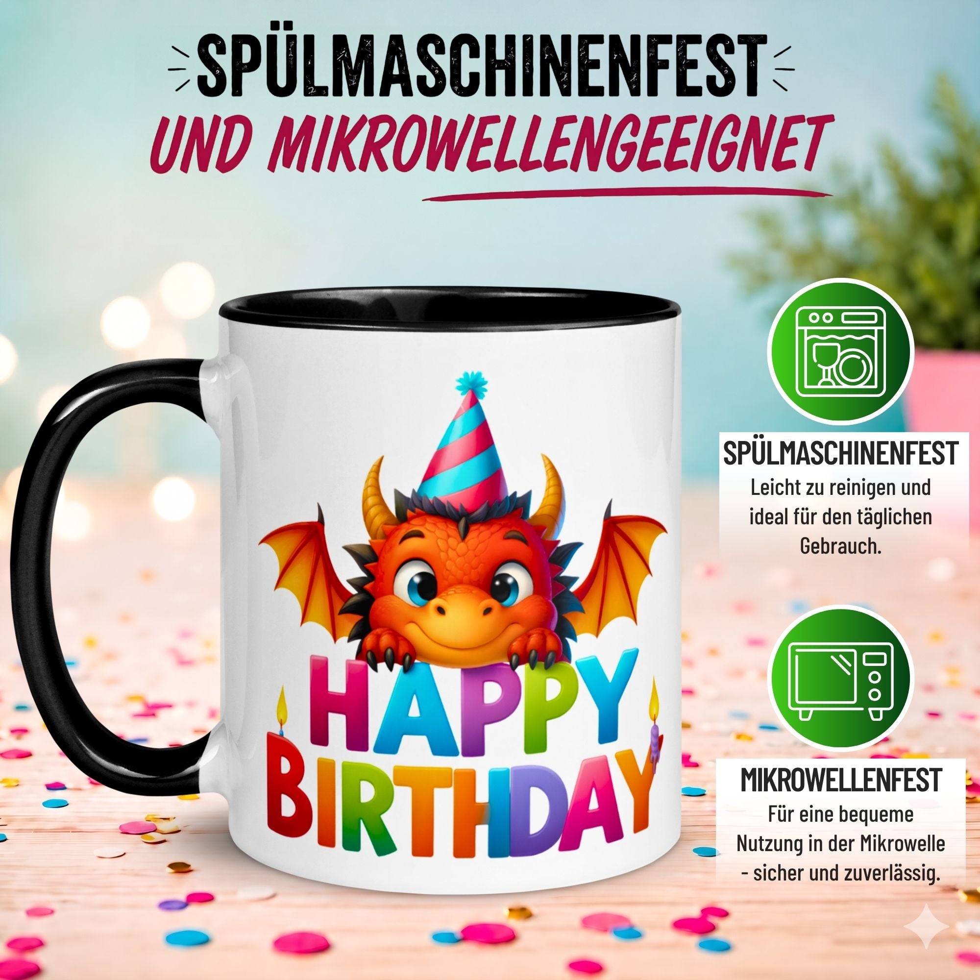Tasse Geburtstag – „Happy Birthday Drache“ – Geburtstagsgeschenk Junge Mädchen