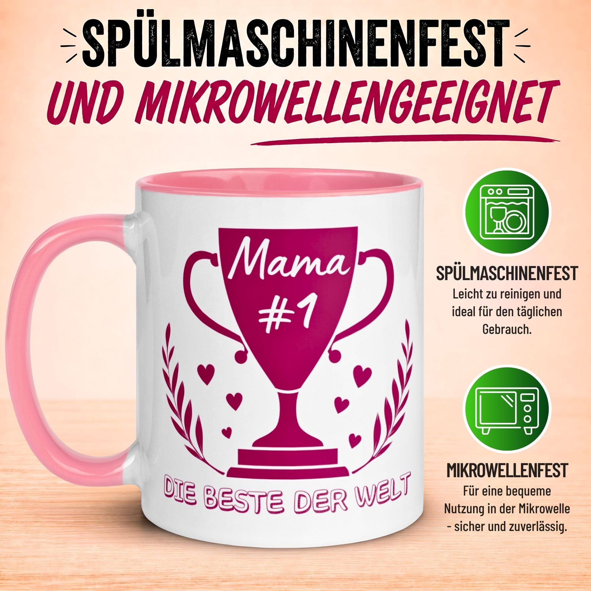 Tasse Mama – „Die Beste der Welt“ – Geschenk Becher Geburtstag Muttertag