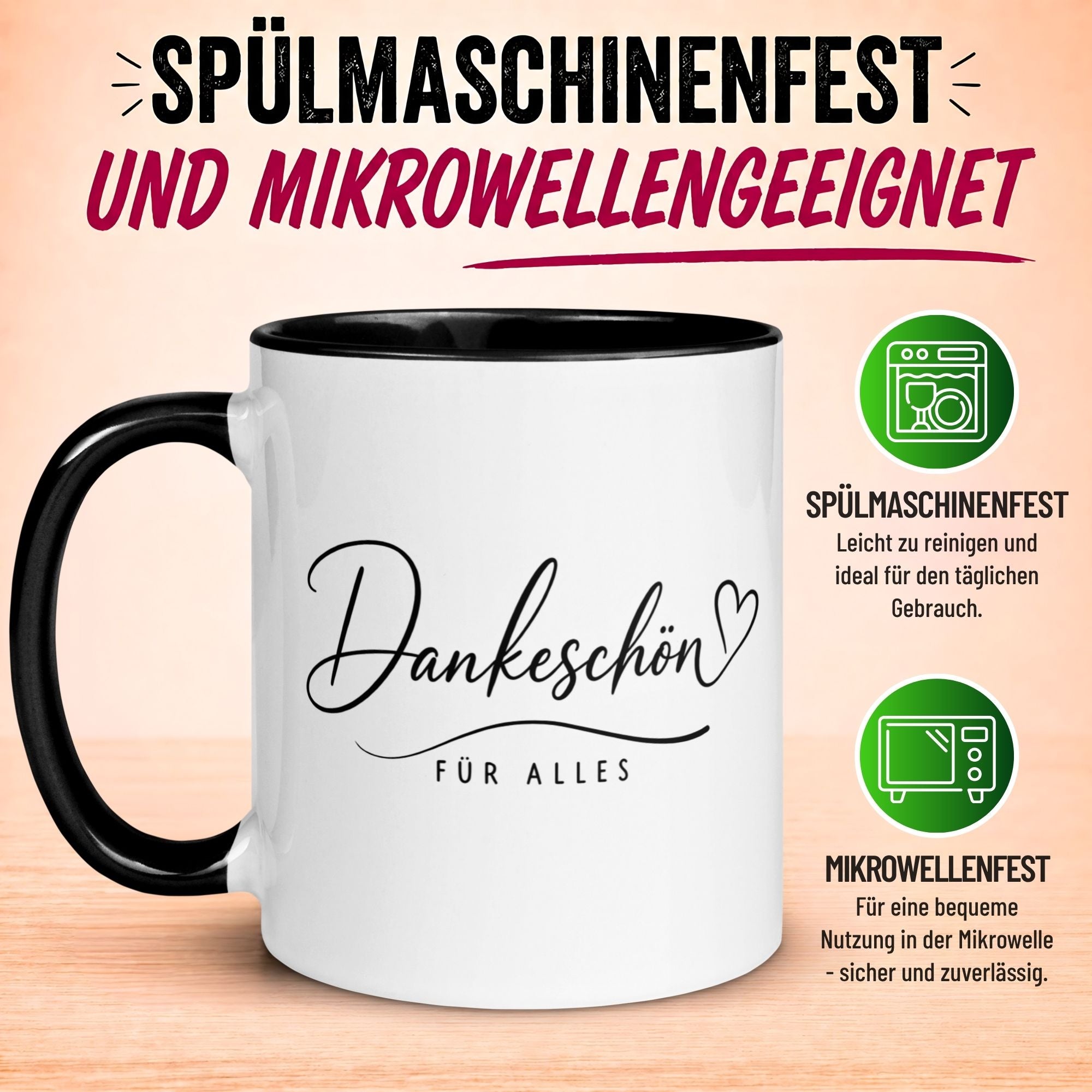 Tasse Danke – „Dankeschön für alles“ – Dankeschön Geschenke für Freund/Freundin