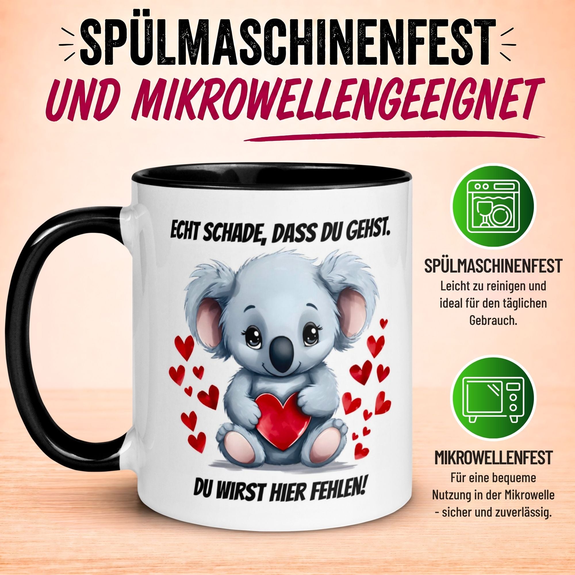 Tasse Abschied – „Echt schade dass du gehst“ – Abschiedsgeschenk Kollegin