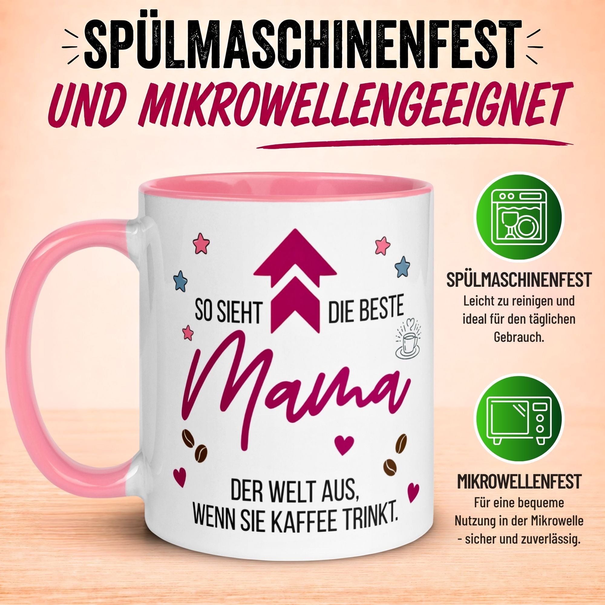 Tasse Mama – „So sieht die beste Mama der Welt aus“ – Geschenk Becher Muttertag