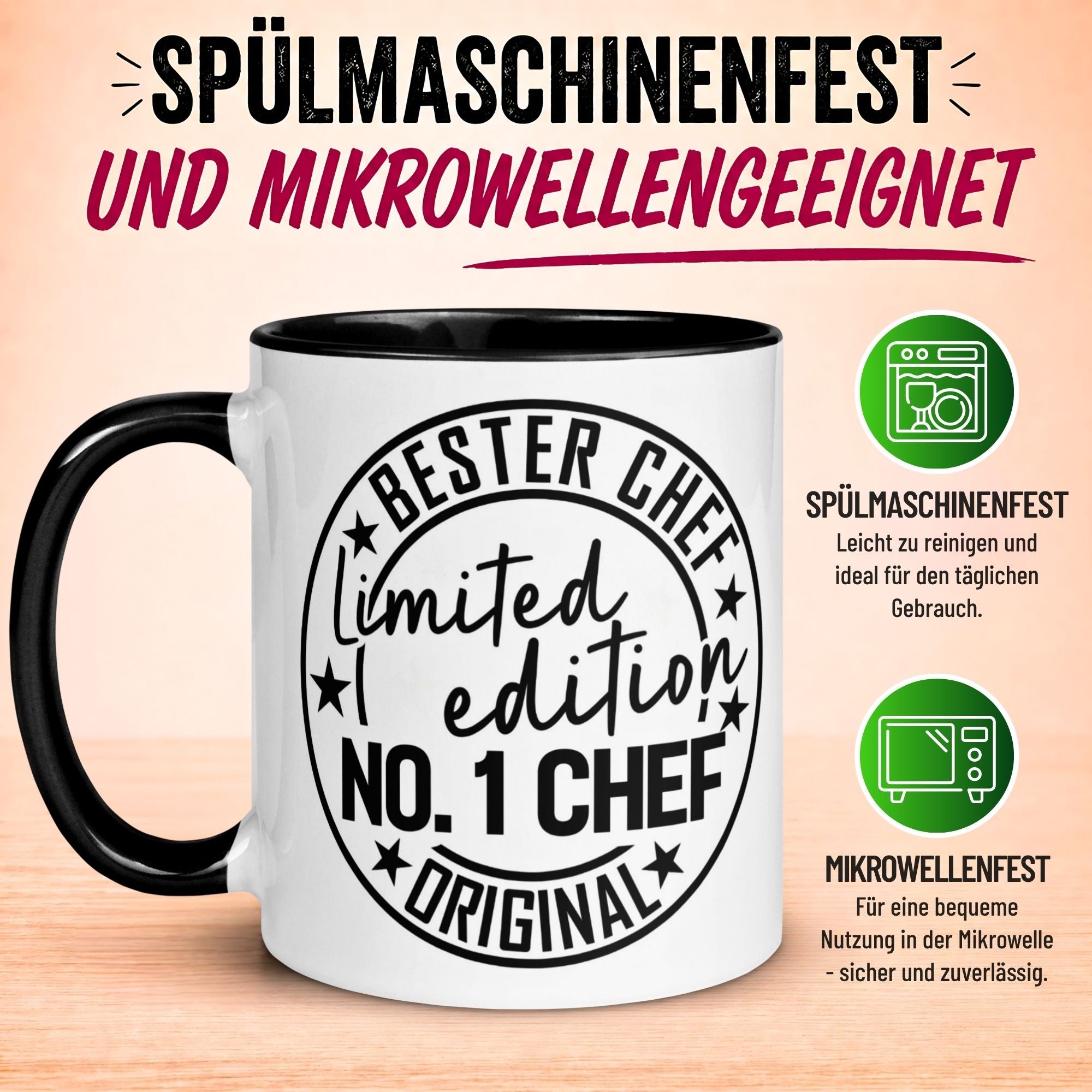 Tasse Chef – „Limited Edition - No. 1 Chef“ – Geschenk Becher Bester Chef