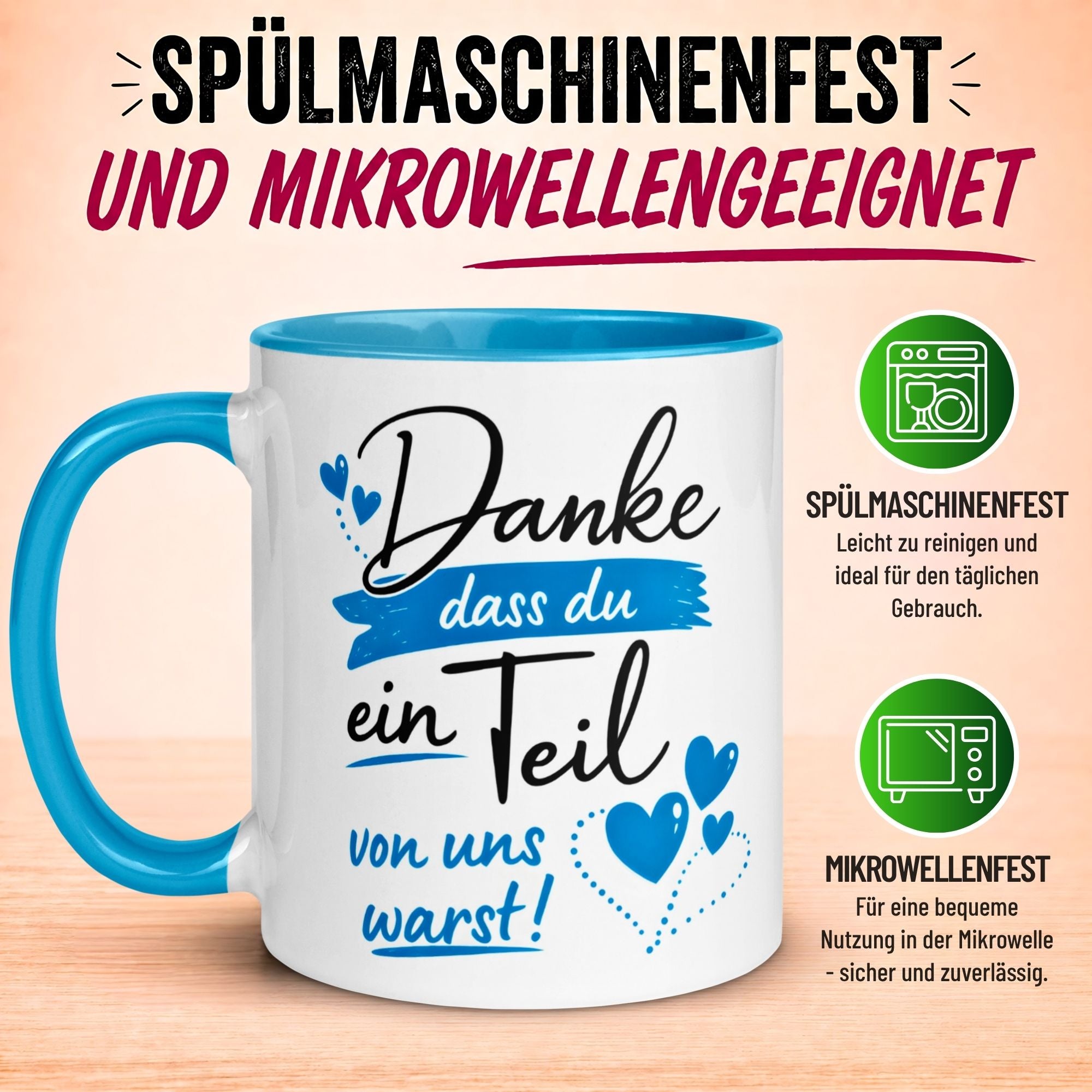 Tasse Abschied – „Ein Teil von uns warst“ – Abschiedsgeschenk für Kollegin/Kollege