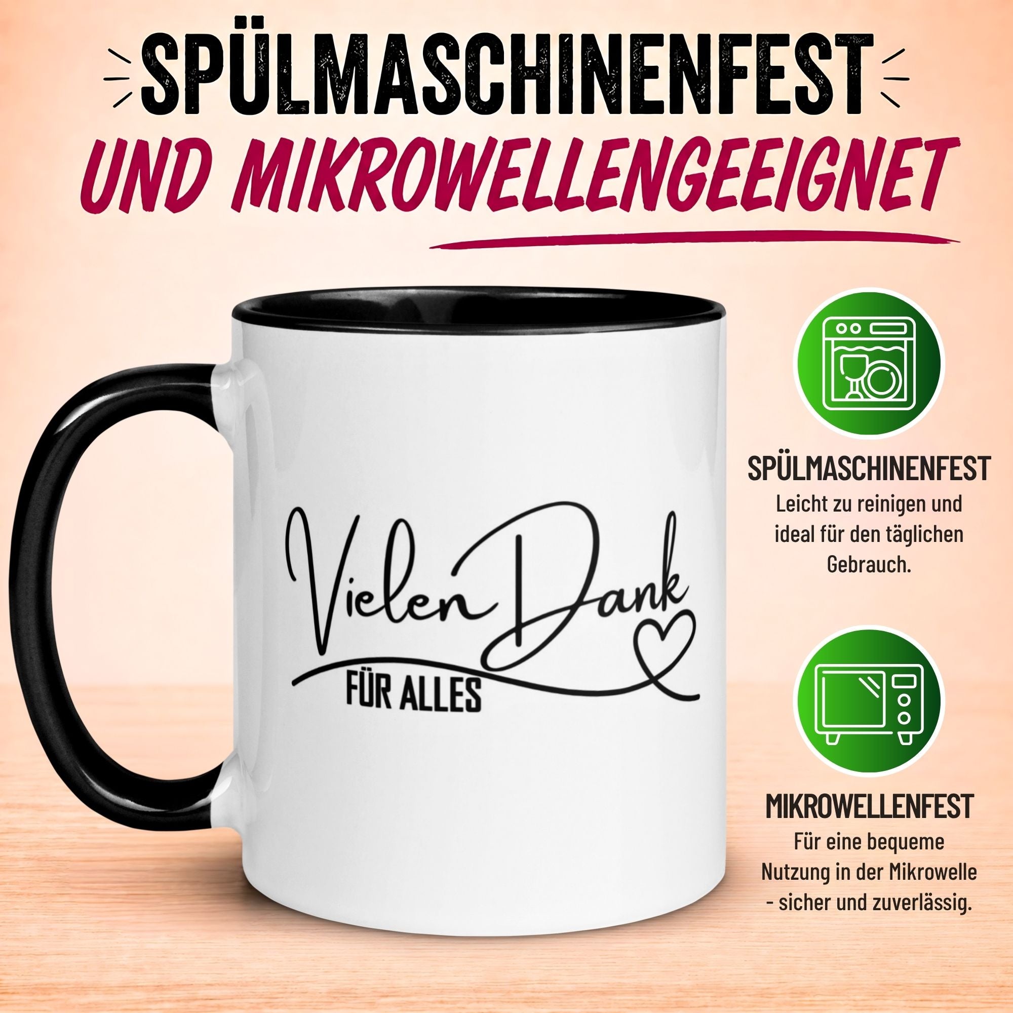Tasse Danke – „Vielen Dank für alles“ – Dankeschön Geschenk Team/Kollegen/Kollegin