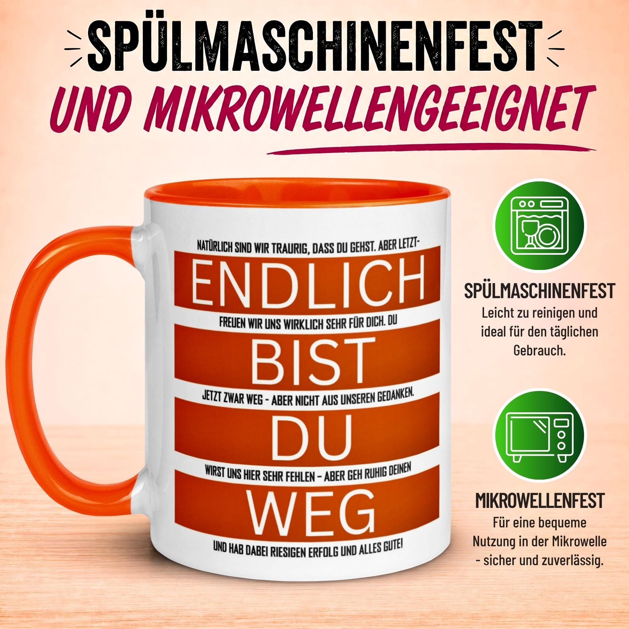 Tasse Abschied – „Endlich bist du weg“ – Kollegen Geschenk zum Abschied