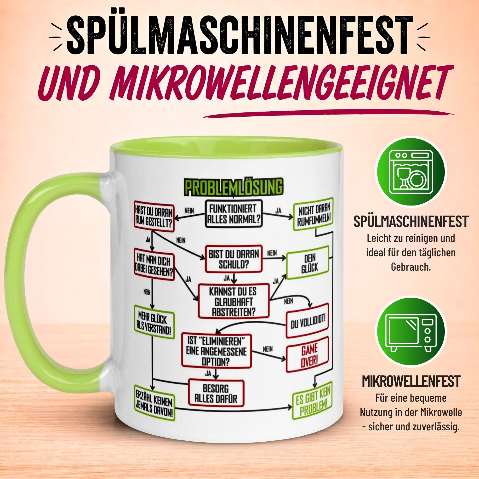Tasse Kollegin – „Problemlösung im Büro“ – Geschenk Beste Arbeitskollegin