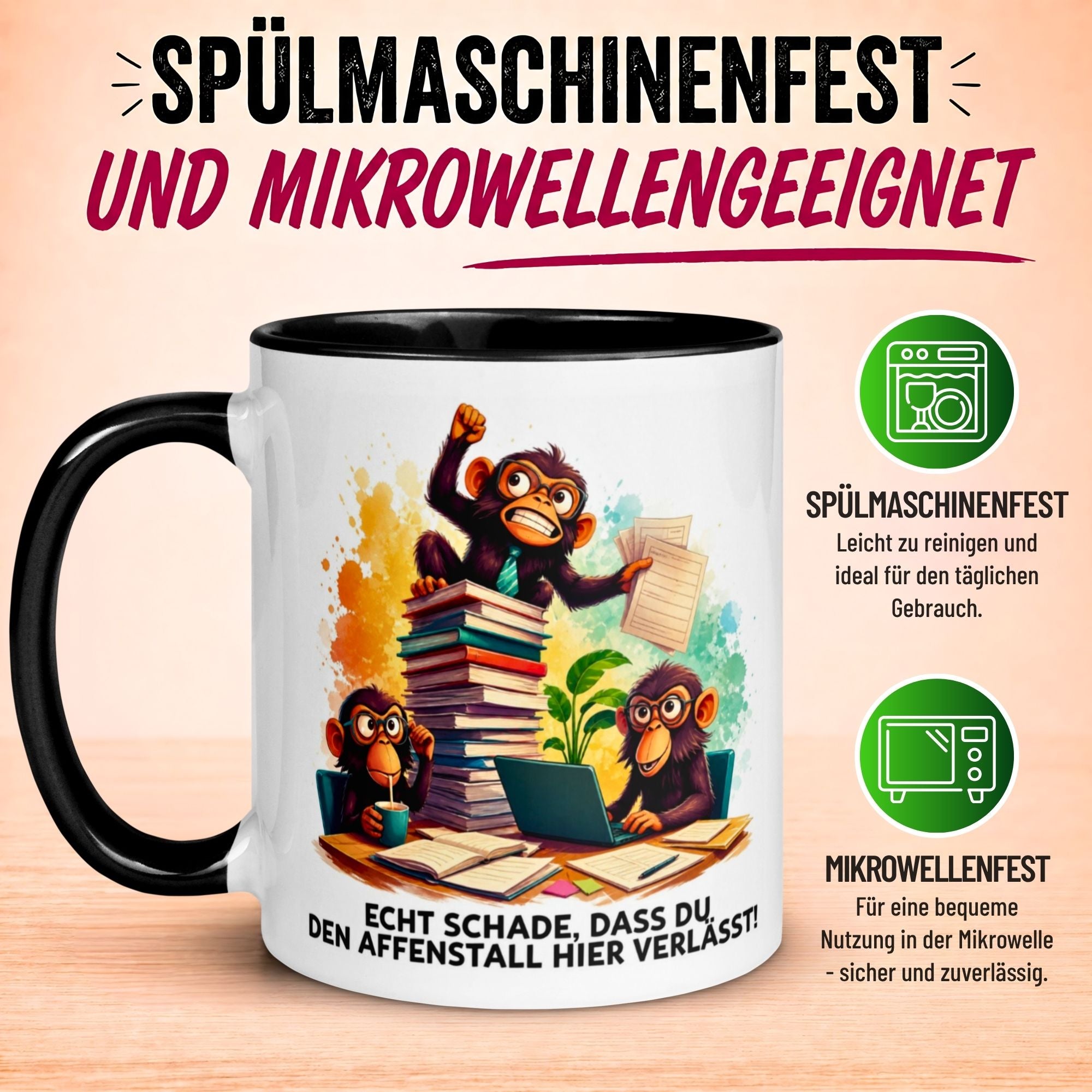 Tasse Abschied – „Schade dass du den Affenstall verlässt“ – Abschiedsgeschenk Kollegen