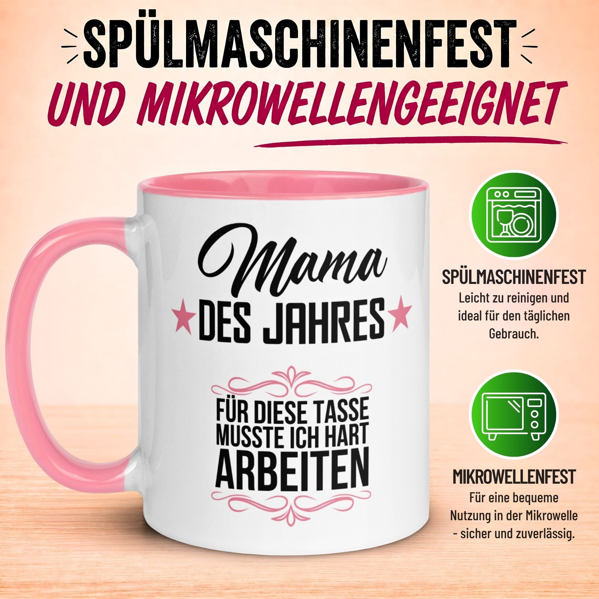 Tasse Mama – „Mama des Jahres“ – Geschenk Becher Geburtstag/Muttertag